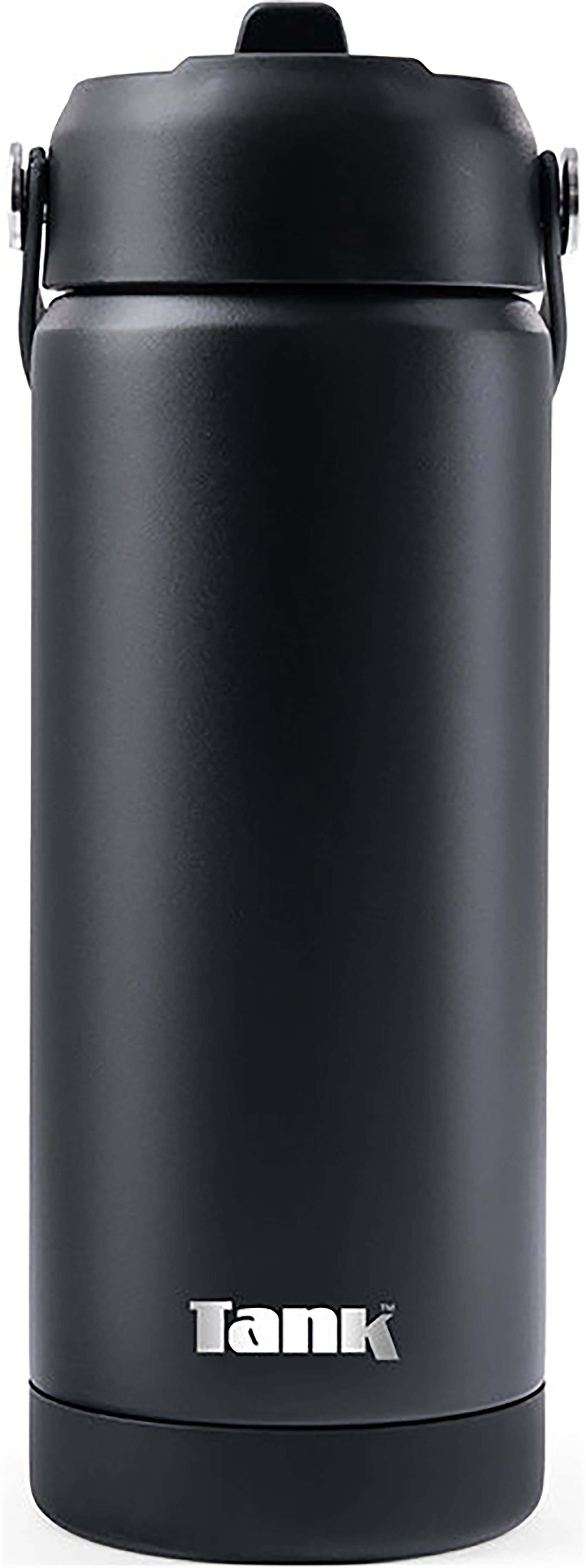 Tank Stainless Steel Water Bottle with Straw, 550 ml - Black