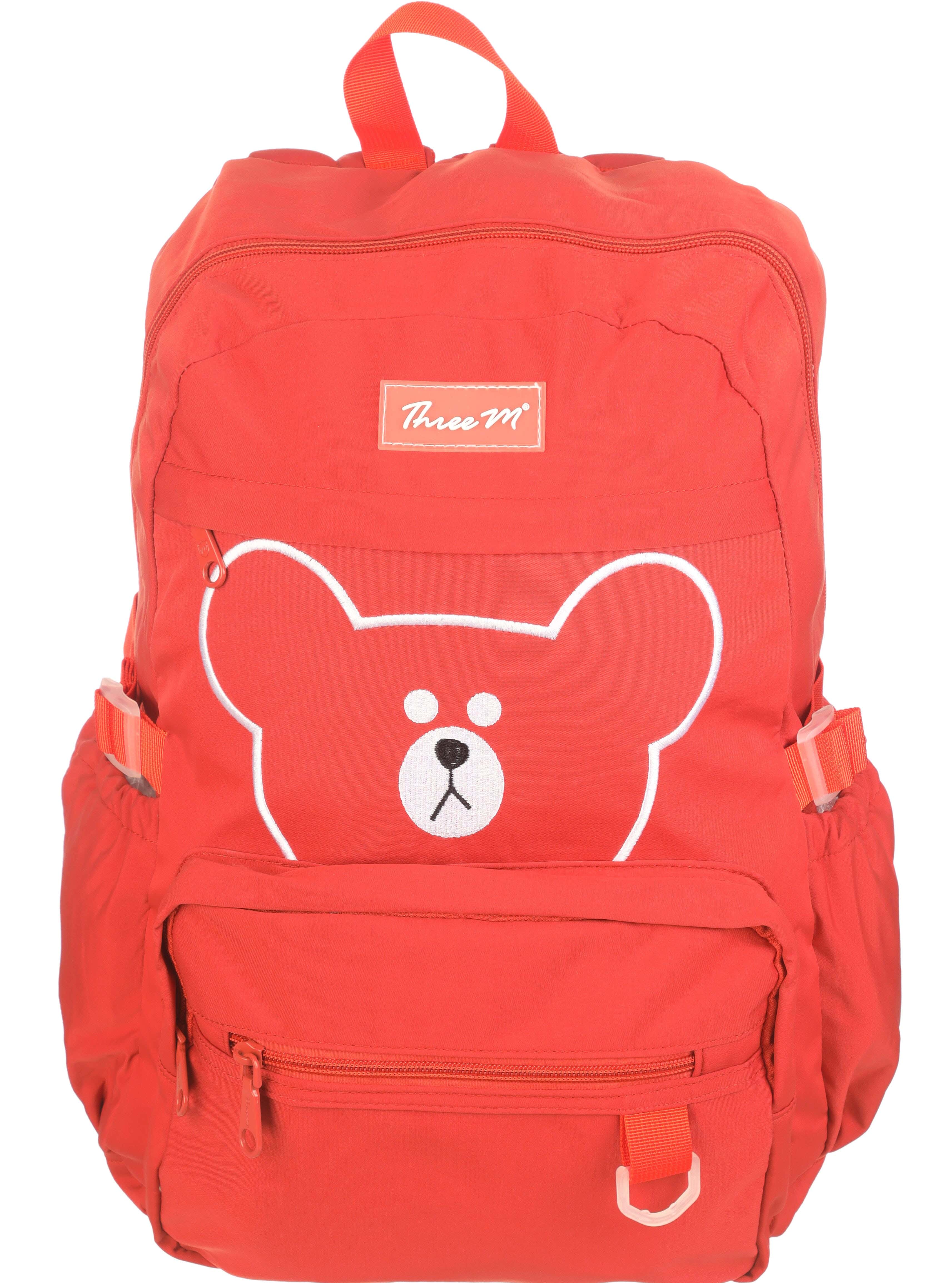 Three M Waterproof School Backpack For Girls, 16 Inch, 3 Zippers - Orange