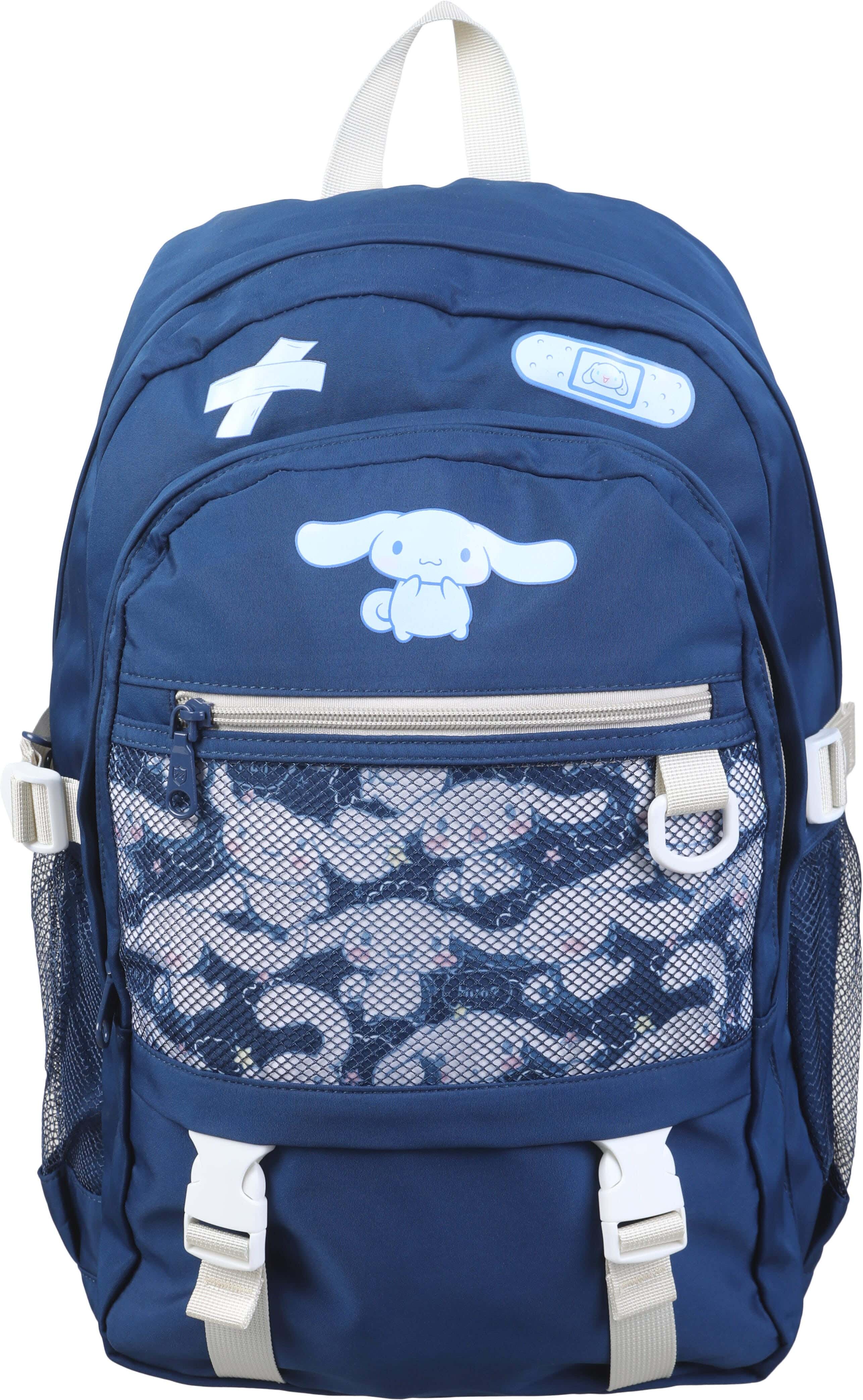 Three M Waterproof School Bag For Girls, 16 Inch, 4 Zippers - Petrol Off White