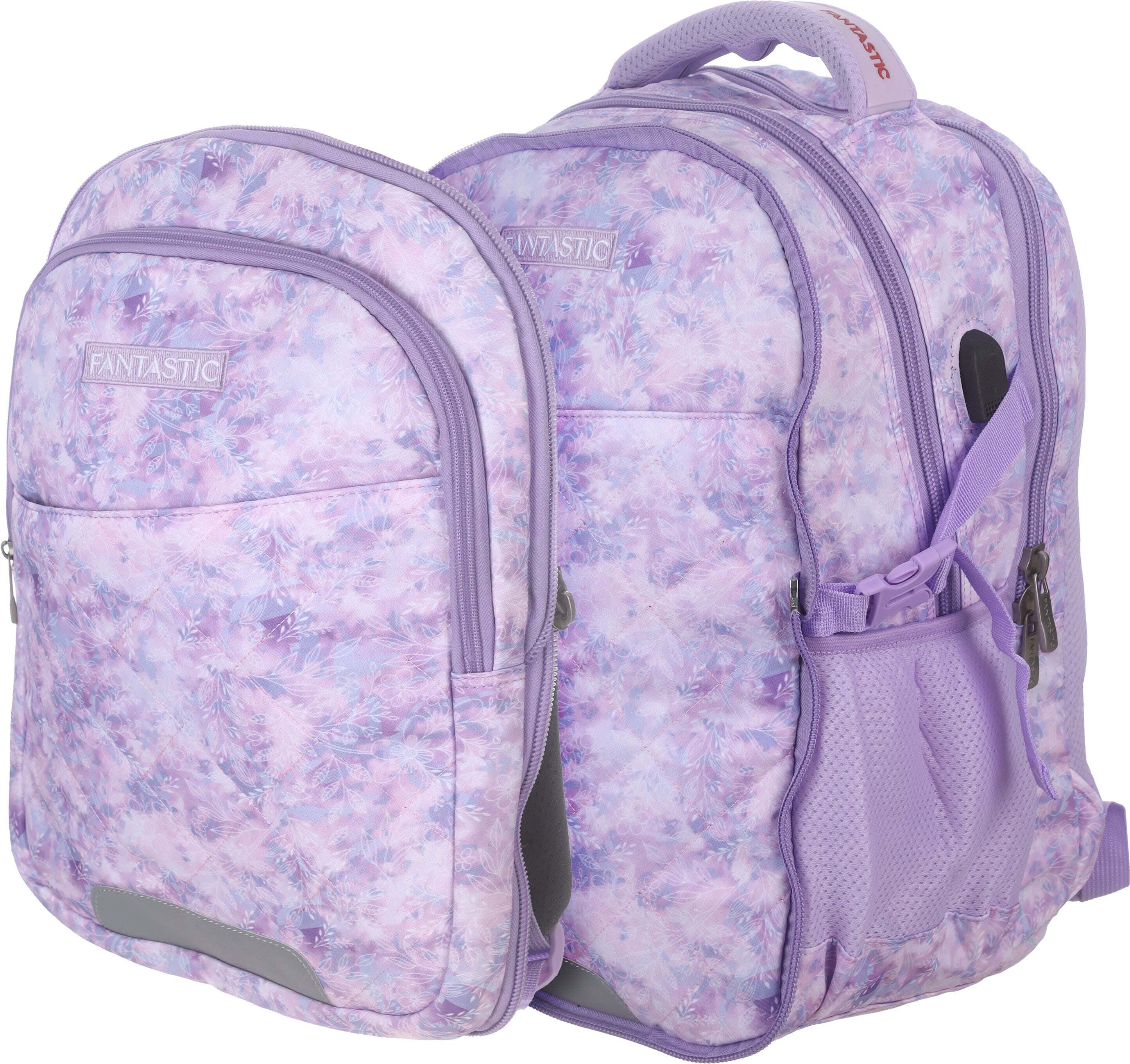 Fantastic Waterproof Backpack for Girls, 18 Inch, 5 Zippers - Mauve
