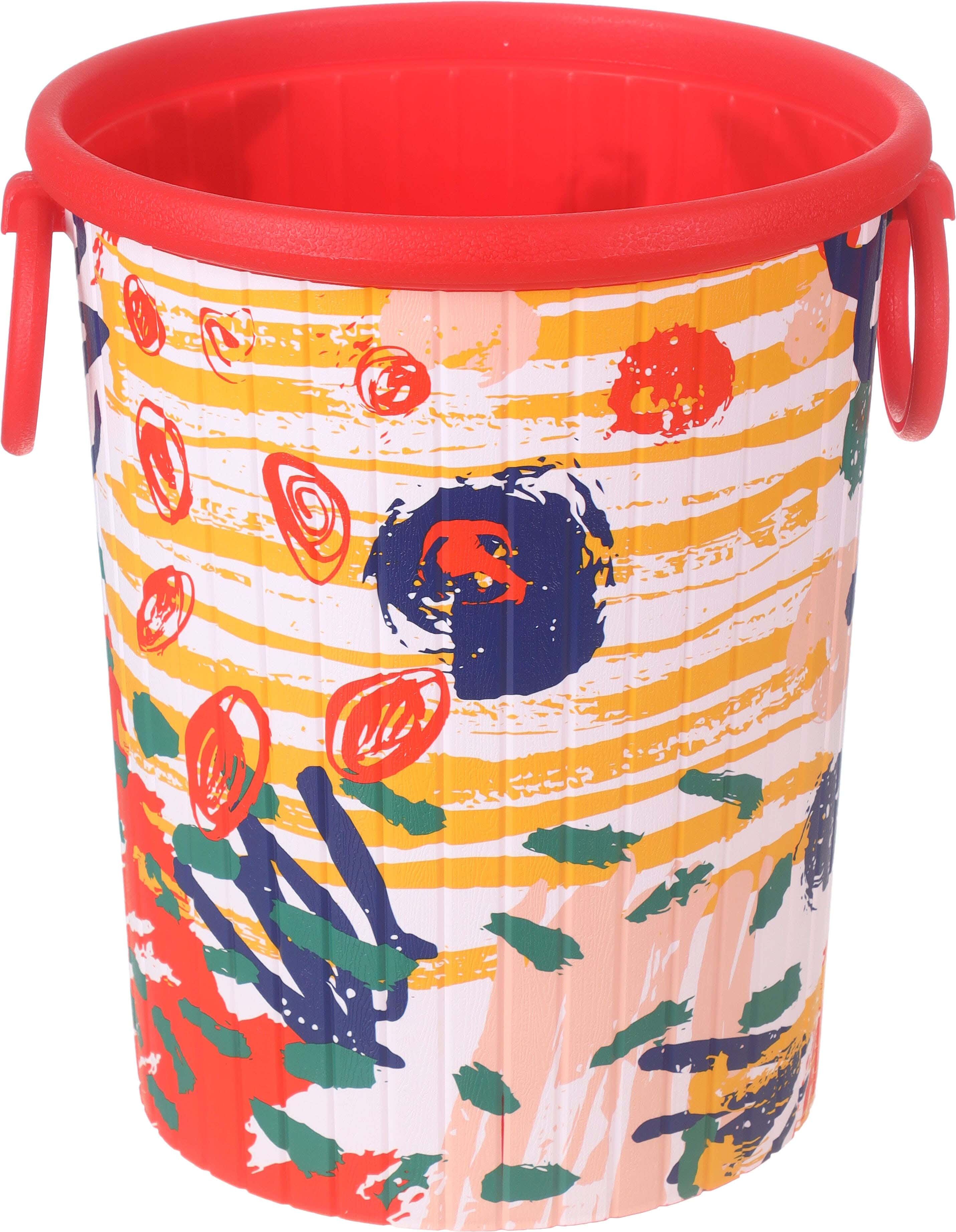 El Watanya Plastic Trash Bin with Handle, 27×26×30.5 cm - Multicolor