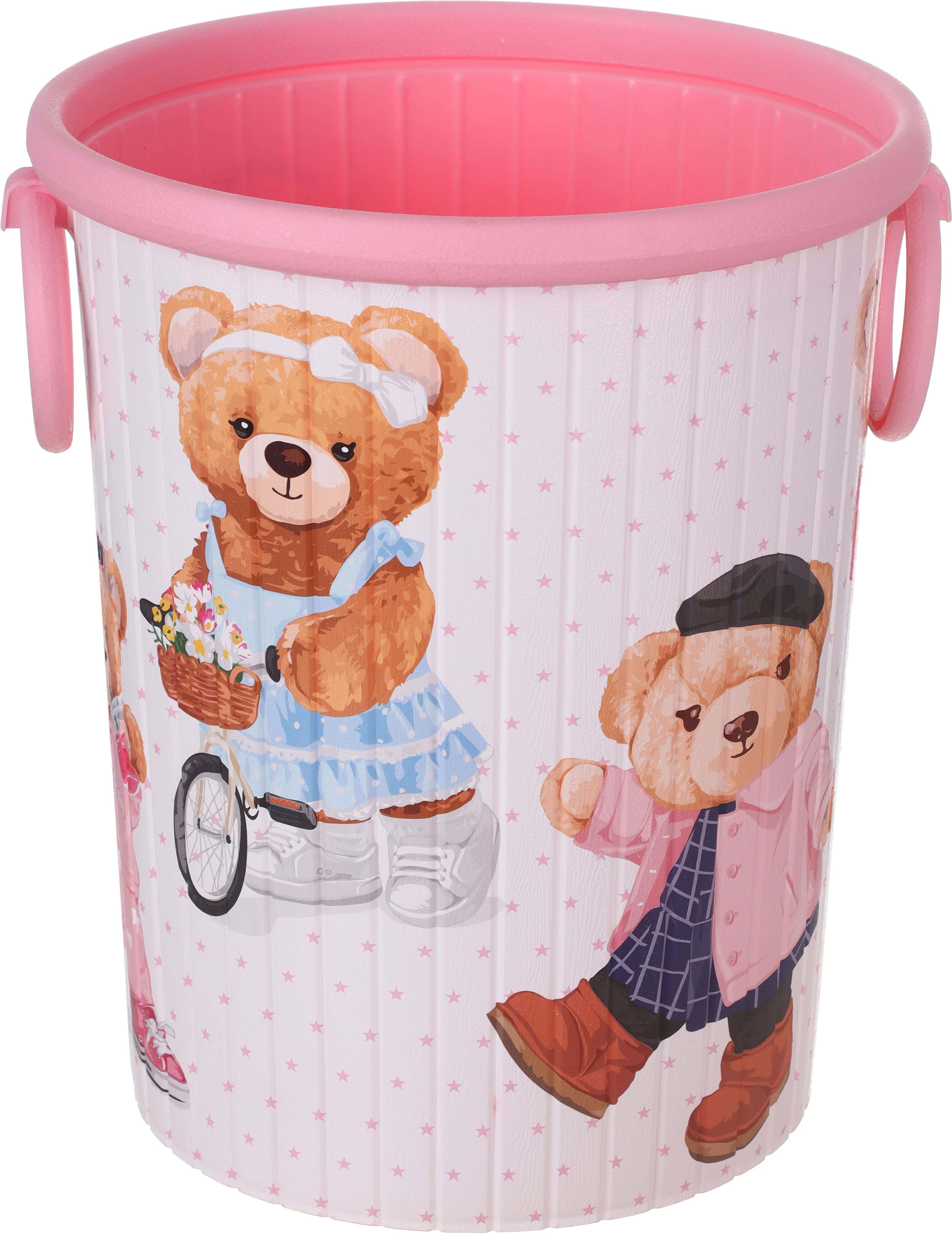 El Watanya Plastic Trash Bin with Handle, 27×26×30.5 cm - White Rose