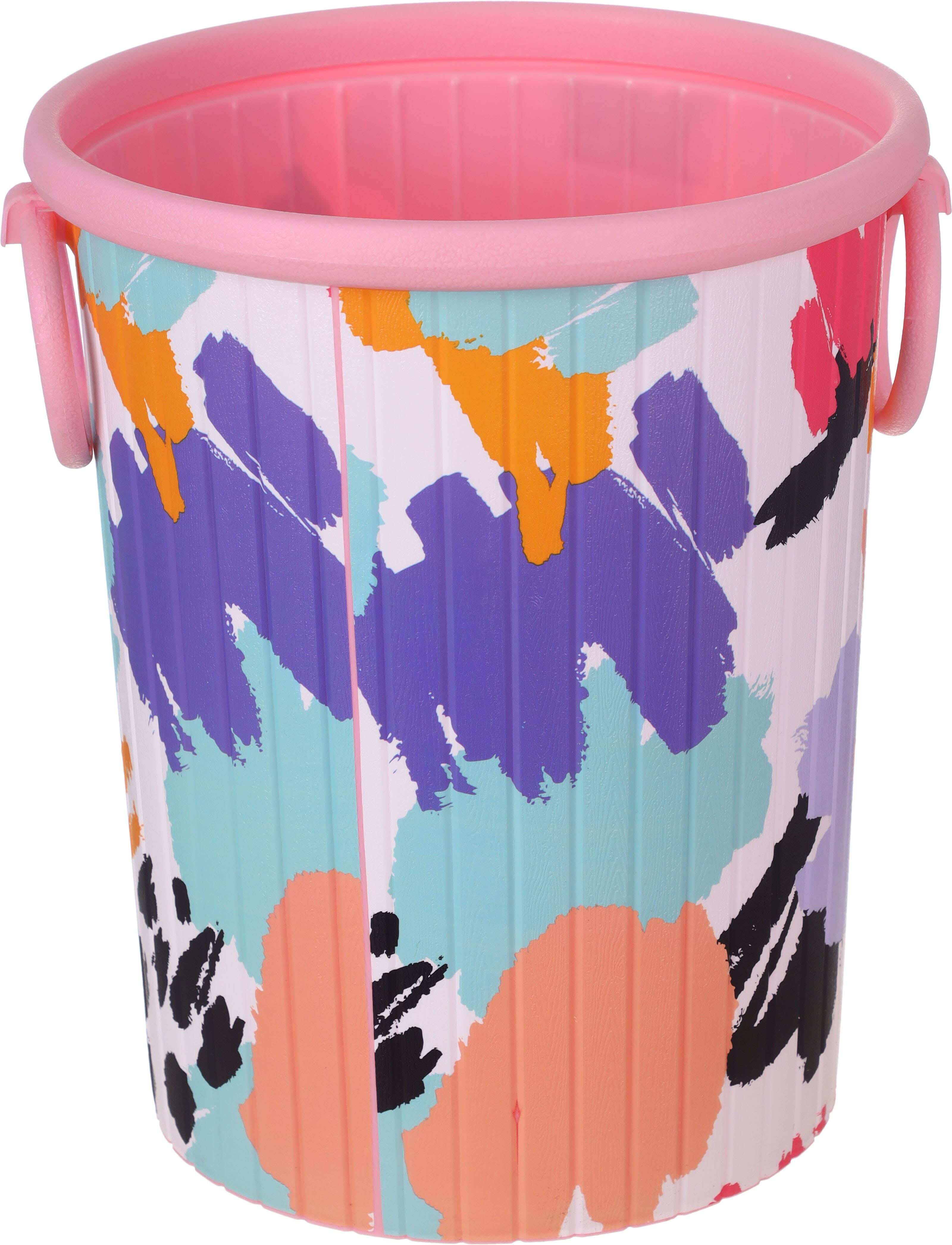 El Watanya Plastic Trash Bin with Handle, 27×26×30.5 cm - Multicolor