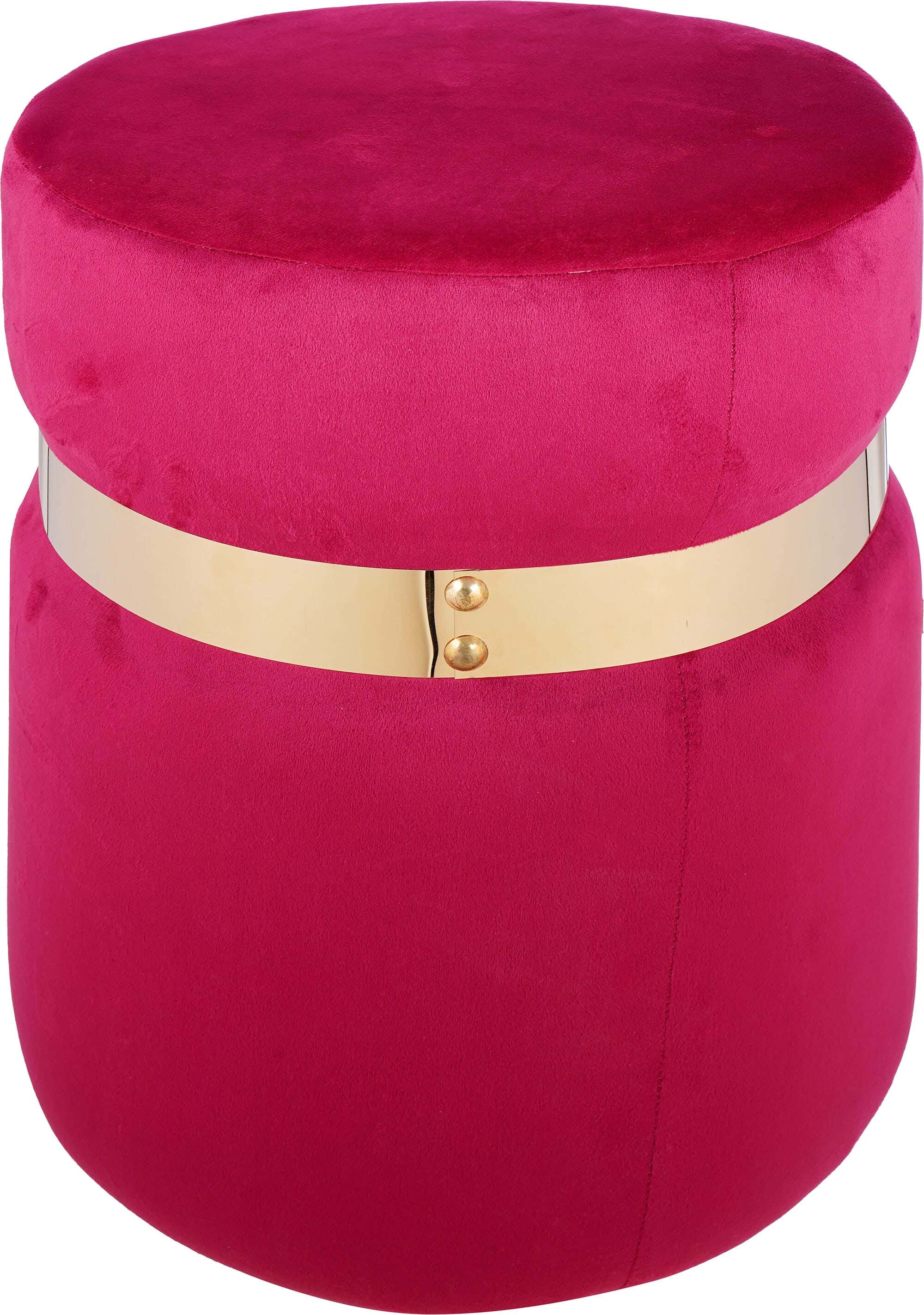 Beech wood Round Velvet Fabric Puff Chair, 40×50 cm - Dark Red