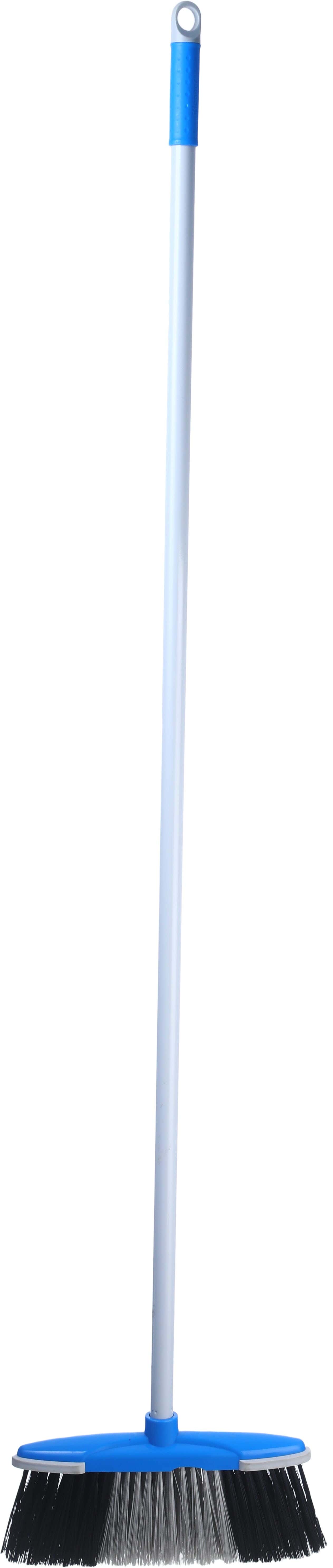 Kleaner Soft Plastic Floor Cleaning Brush, Metal Handle, 130×28 cm - Blue Grey