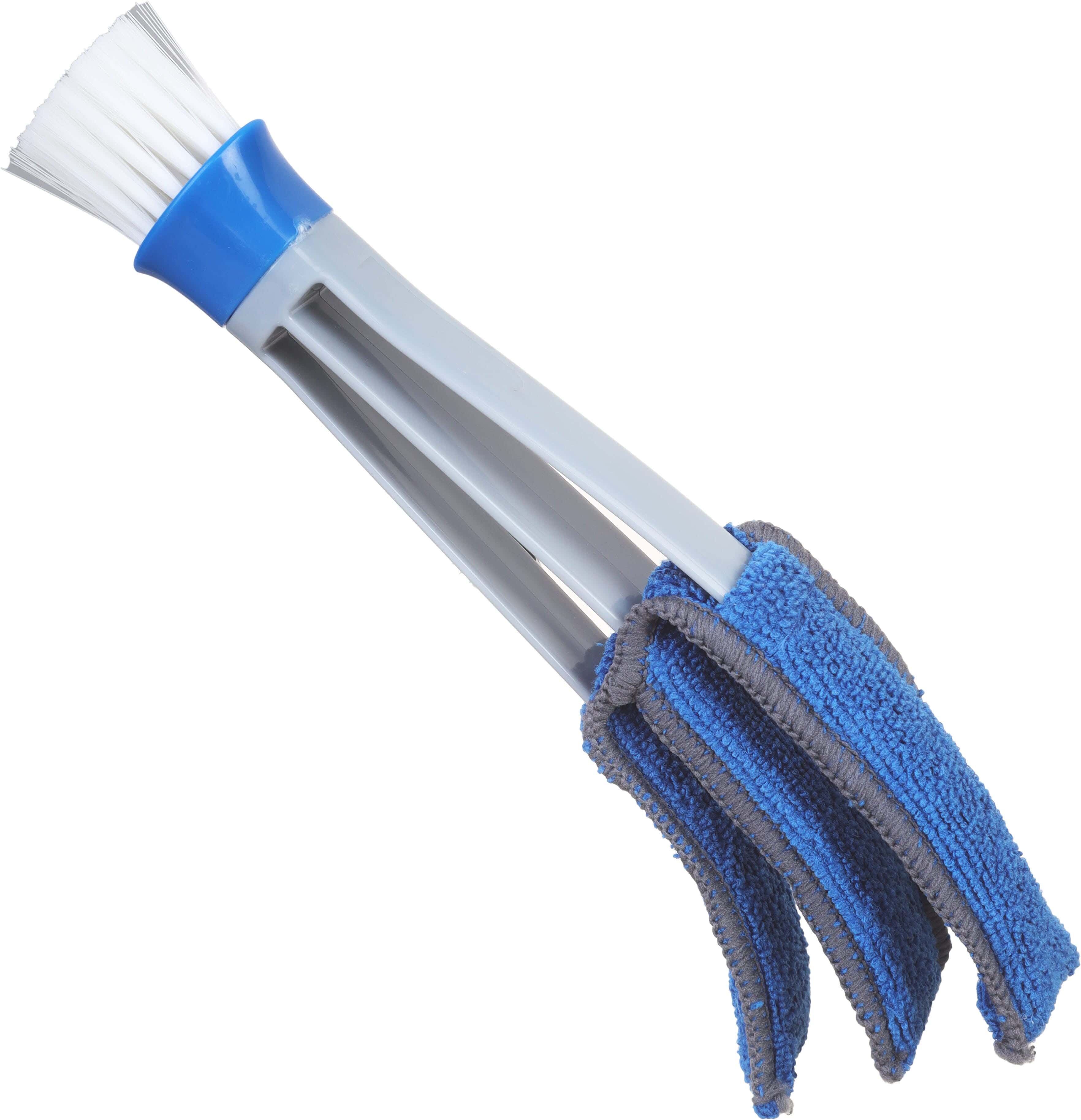Kleaner Plastic Cleaning Brush, with Microfiber Dusting Brush, 24 cm - Blue Grey