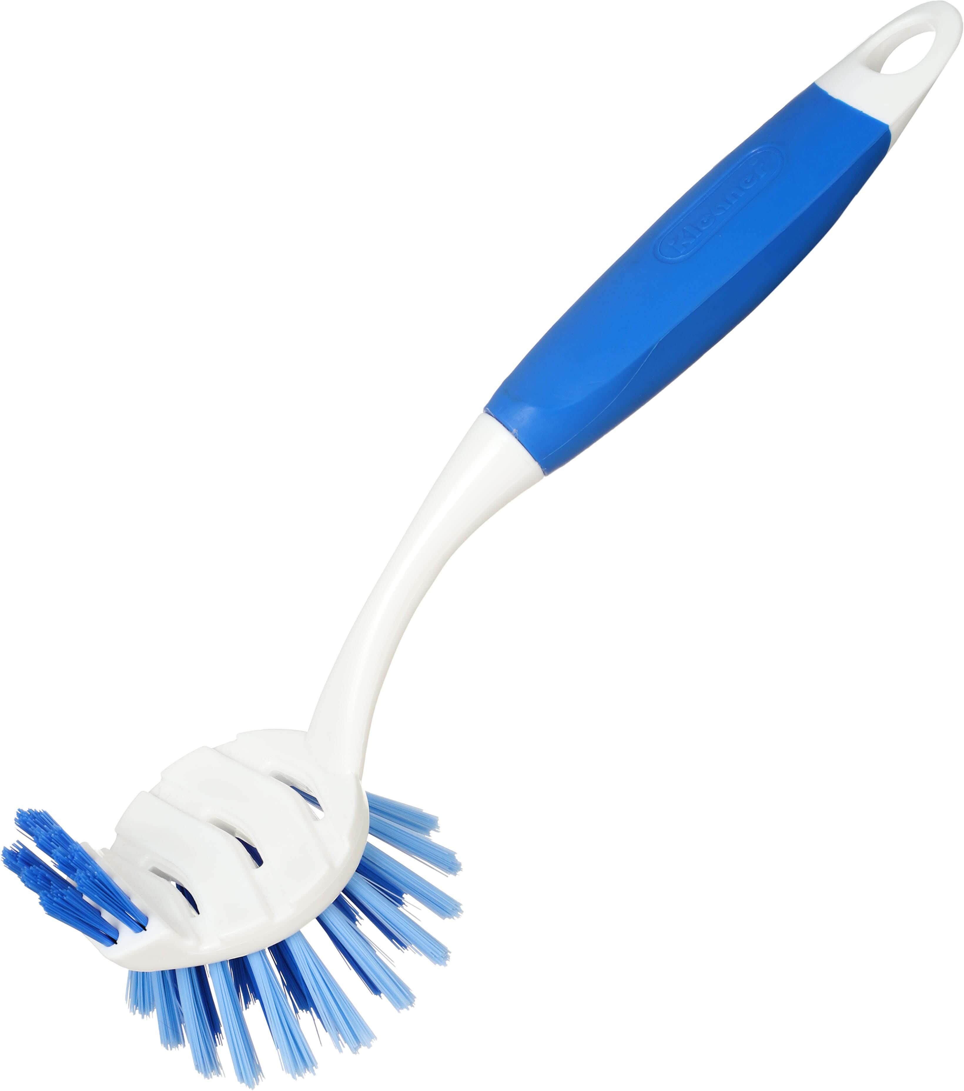 Kleaner Plastic Dish Cleaning Brush, Silicone Handle, 26 cm - Blue White