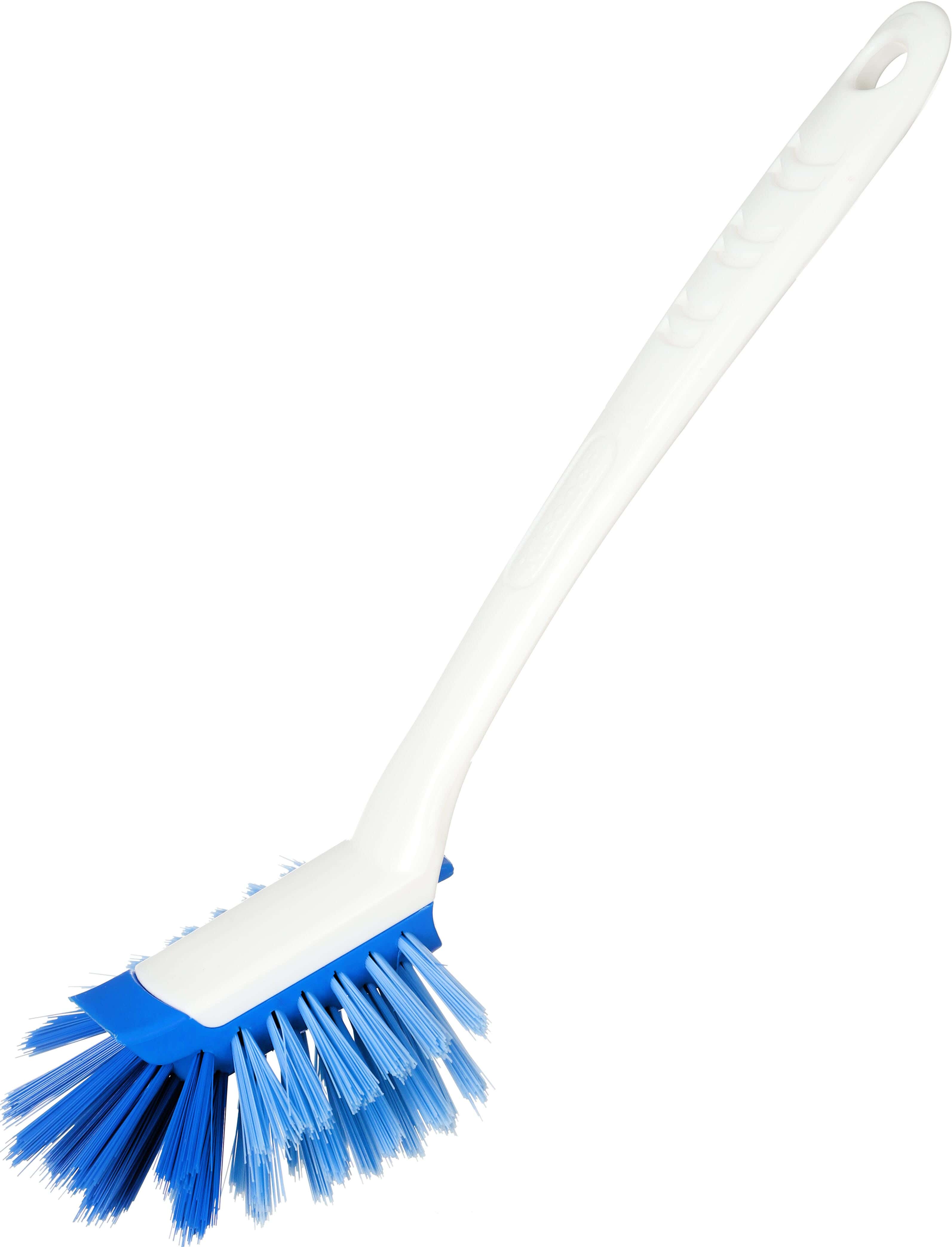 Kleaner Plastic Dish Cleaning Brush, Silicone Handle, 24.5 cm - White Blue