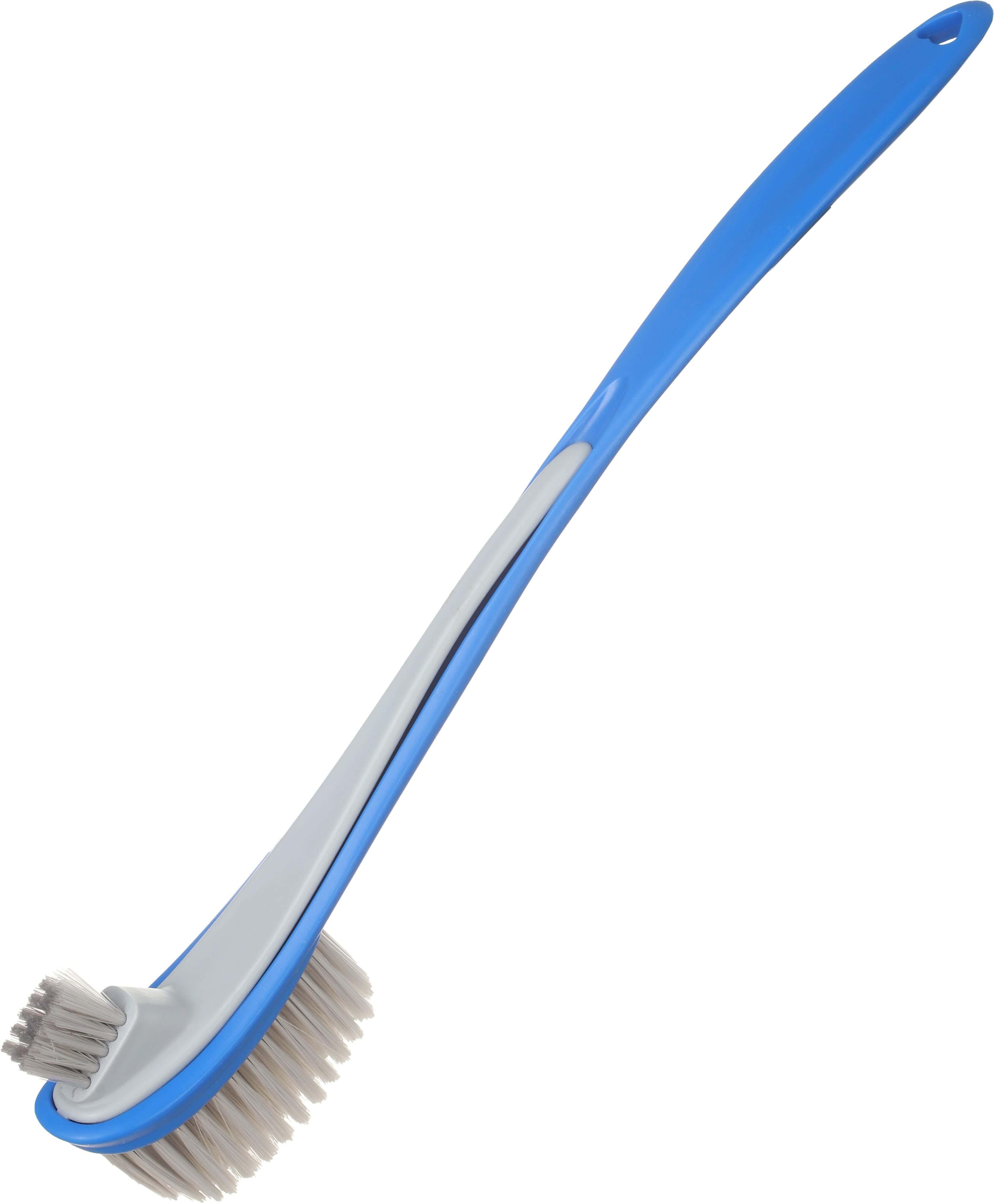 Kleaner Plastic Dish Cleaning Brush, Silicone Handle, 2 Sides, 39 cm - Blue Grey