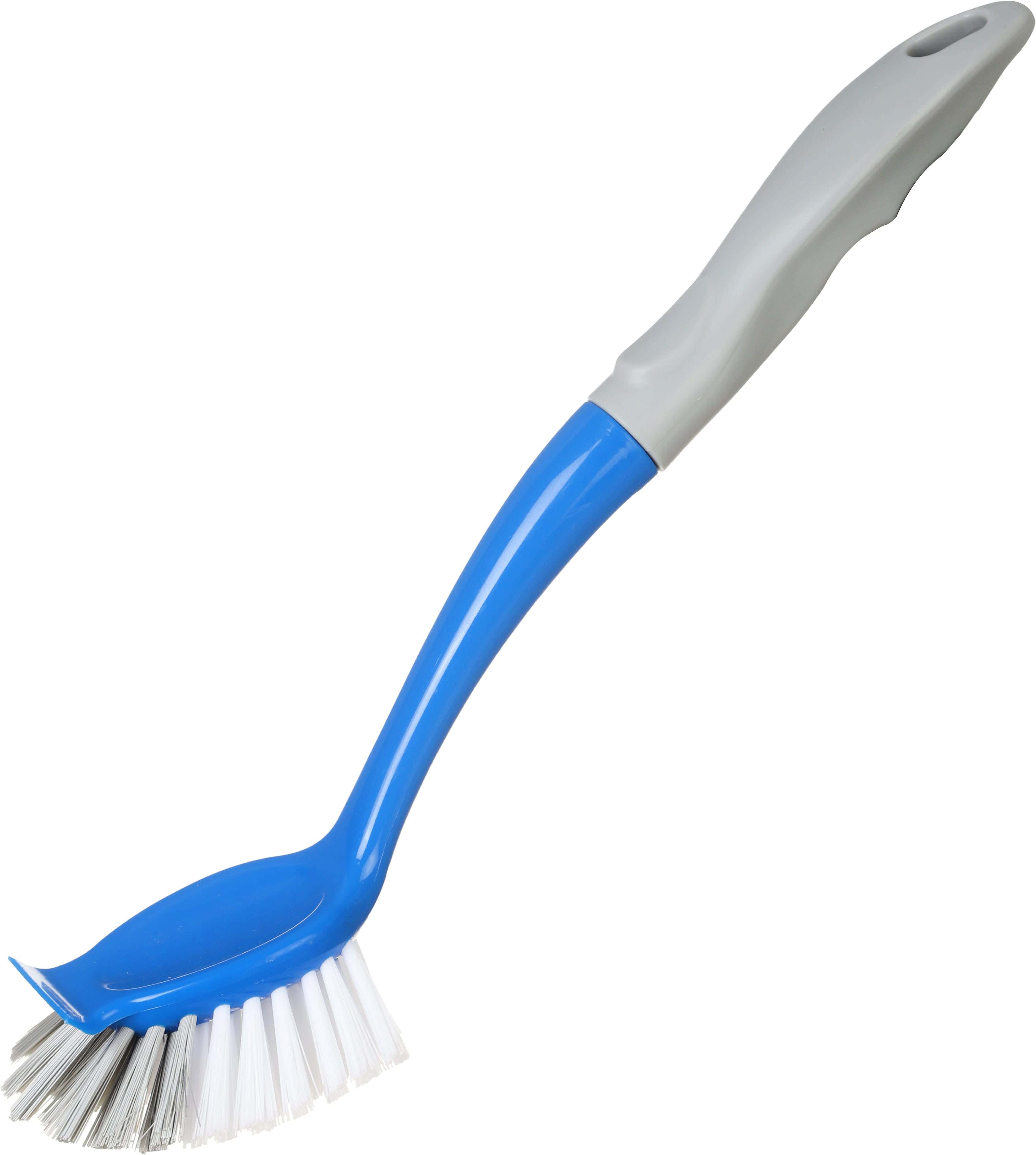 Kleaner Plastic Dish Cleaning Brush, Silicone Handle, 27.8 cm - Blue Grey