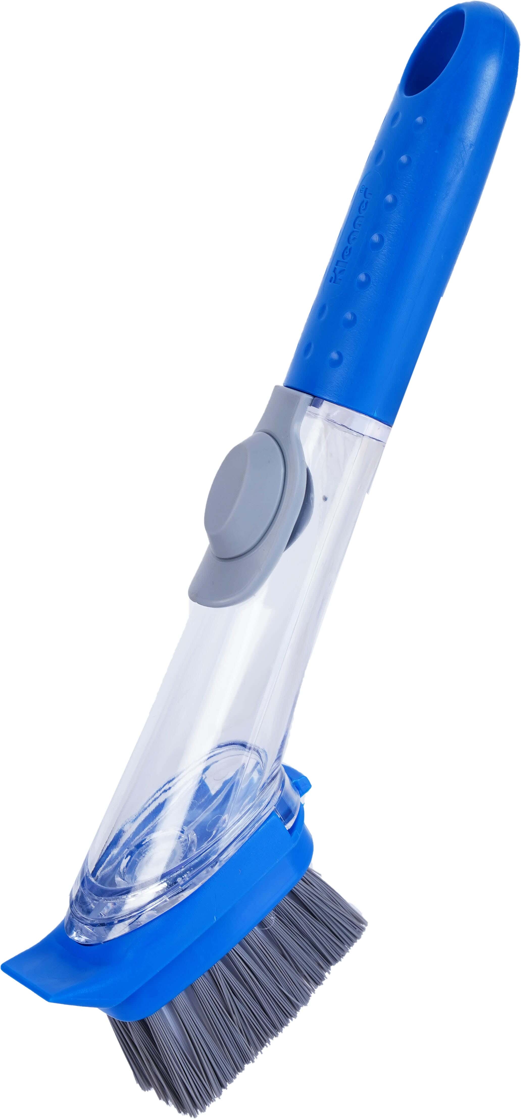 Kleaner Plastic Dish Brush with Soap Tank, 26 cm - Blue Grey