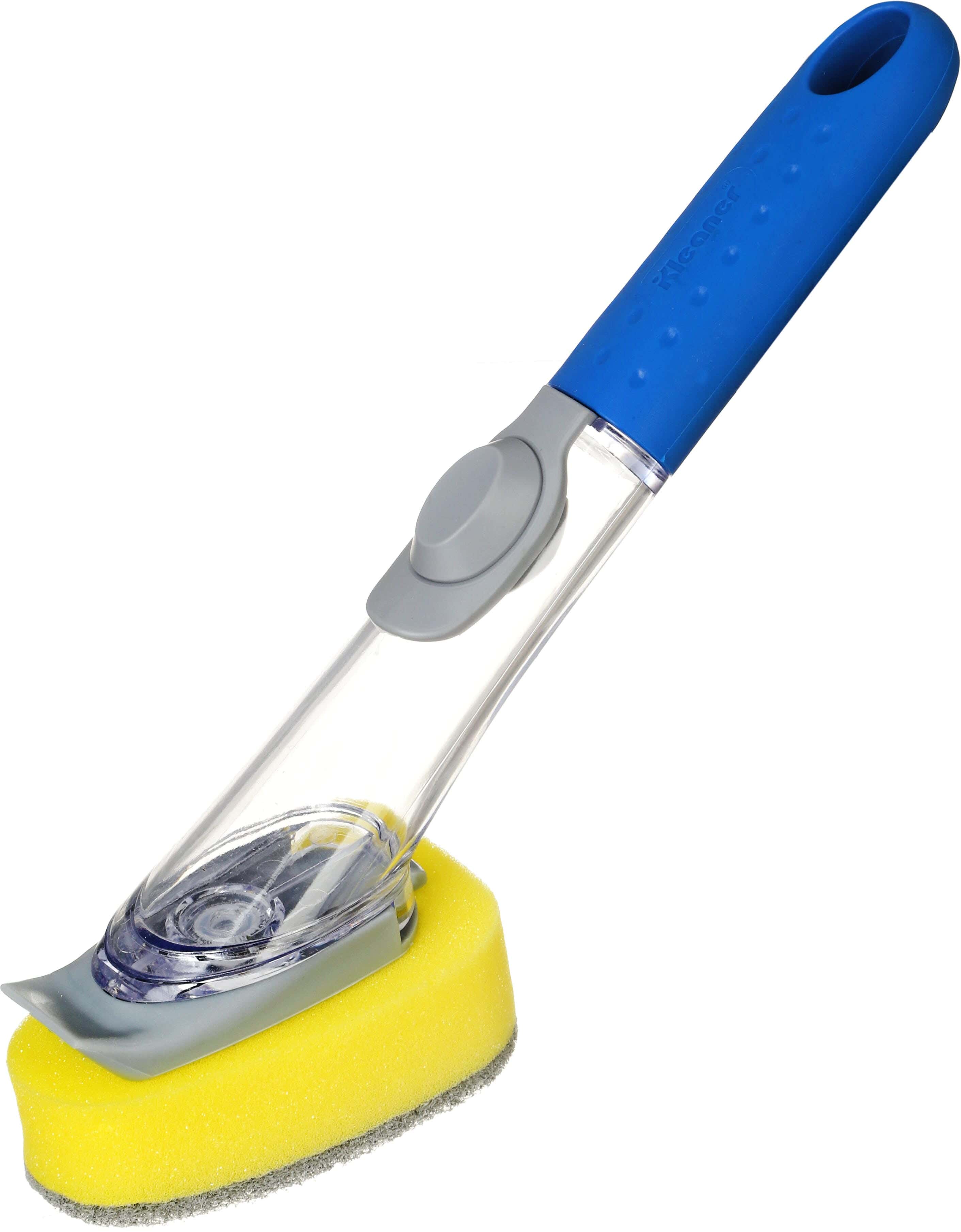 Kleaner Dishwashing Sponge with Soap Tank, Silicone×Plastic Handle, Push Button, 26 cm - Multicolor