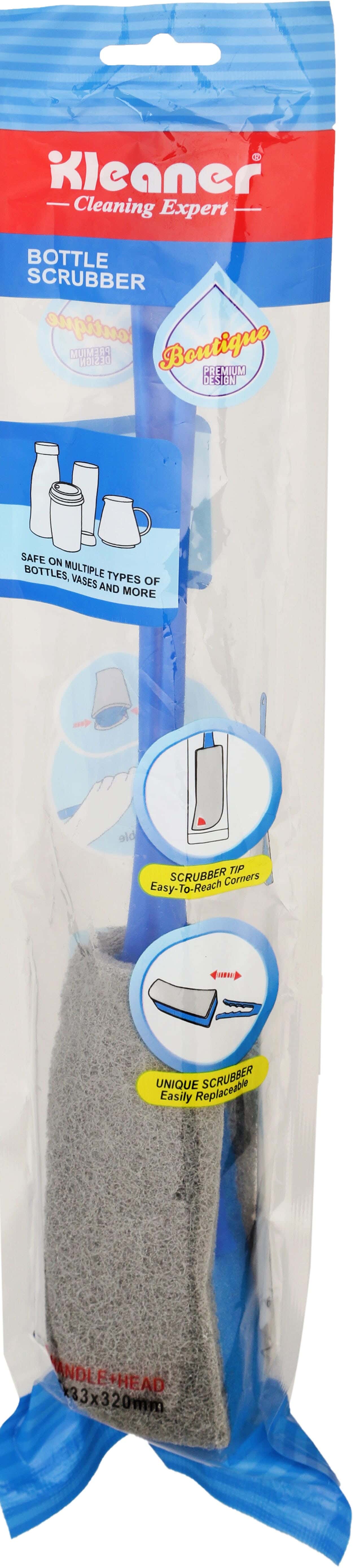 Kleaner Sponge Brush for Cleaning Water Bottles, Plastic Handle, 33 cm - Blue Grey
