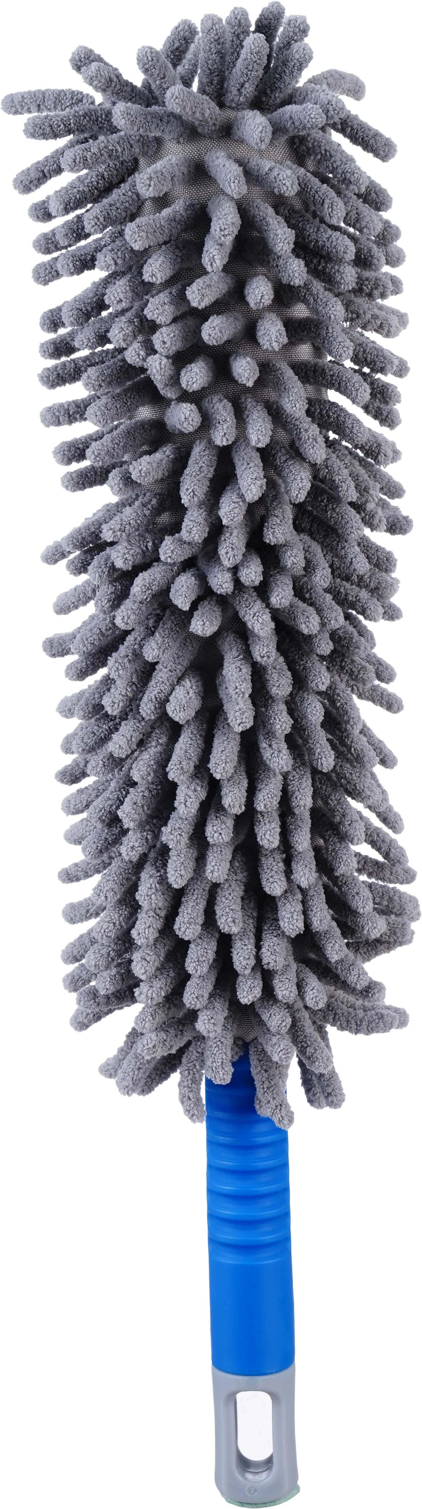 Kleaner Microfiber Car Cleaning Brush, Plastic Handle, 41 cm - Blue Grey
