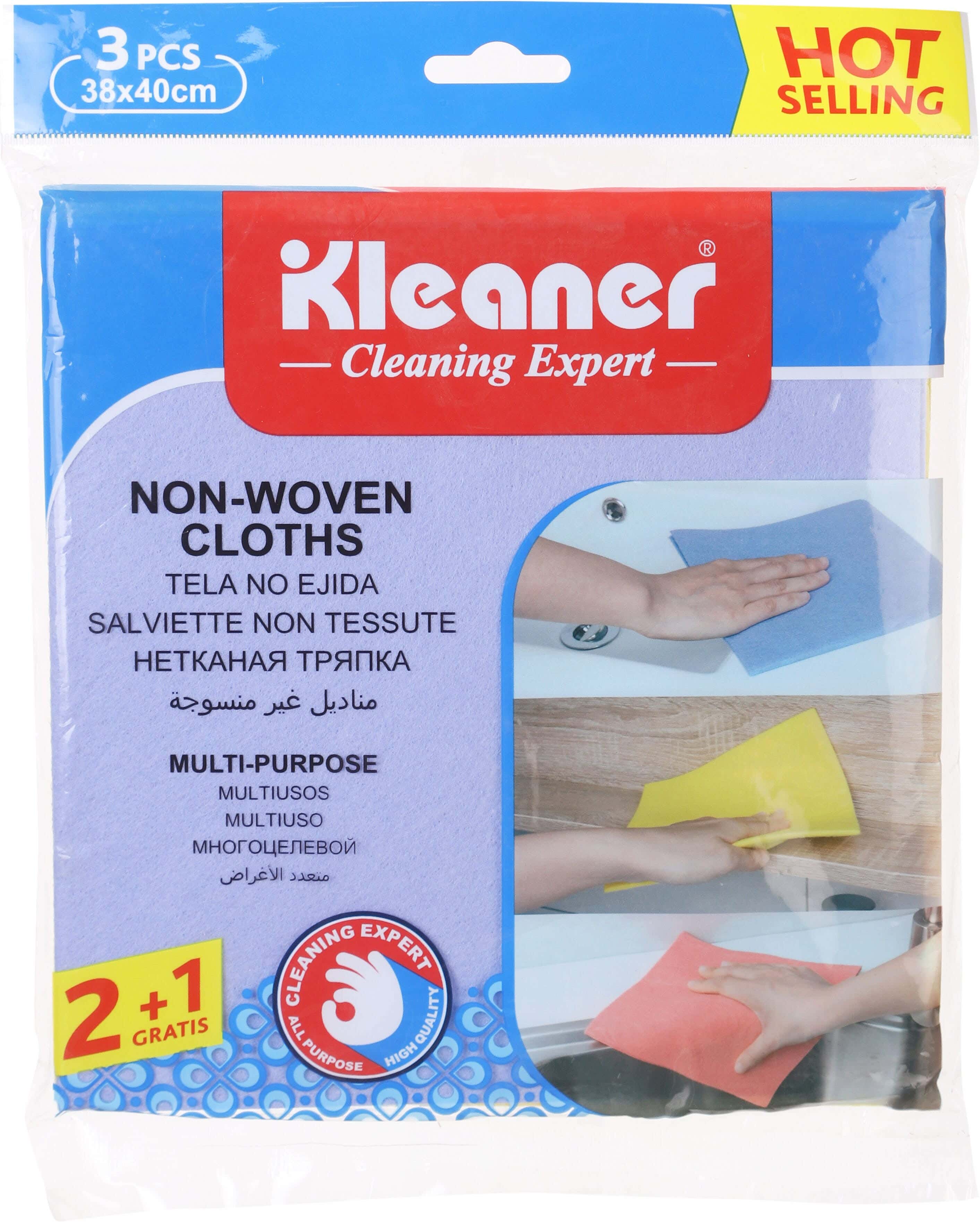 Kleaner Microfiber Cloth Set, 3 Pieces, 40×38 cm - Multicolor
