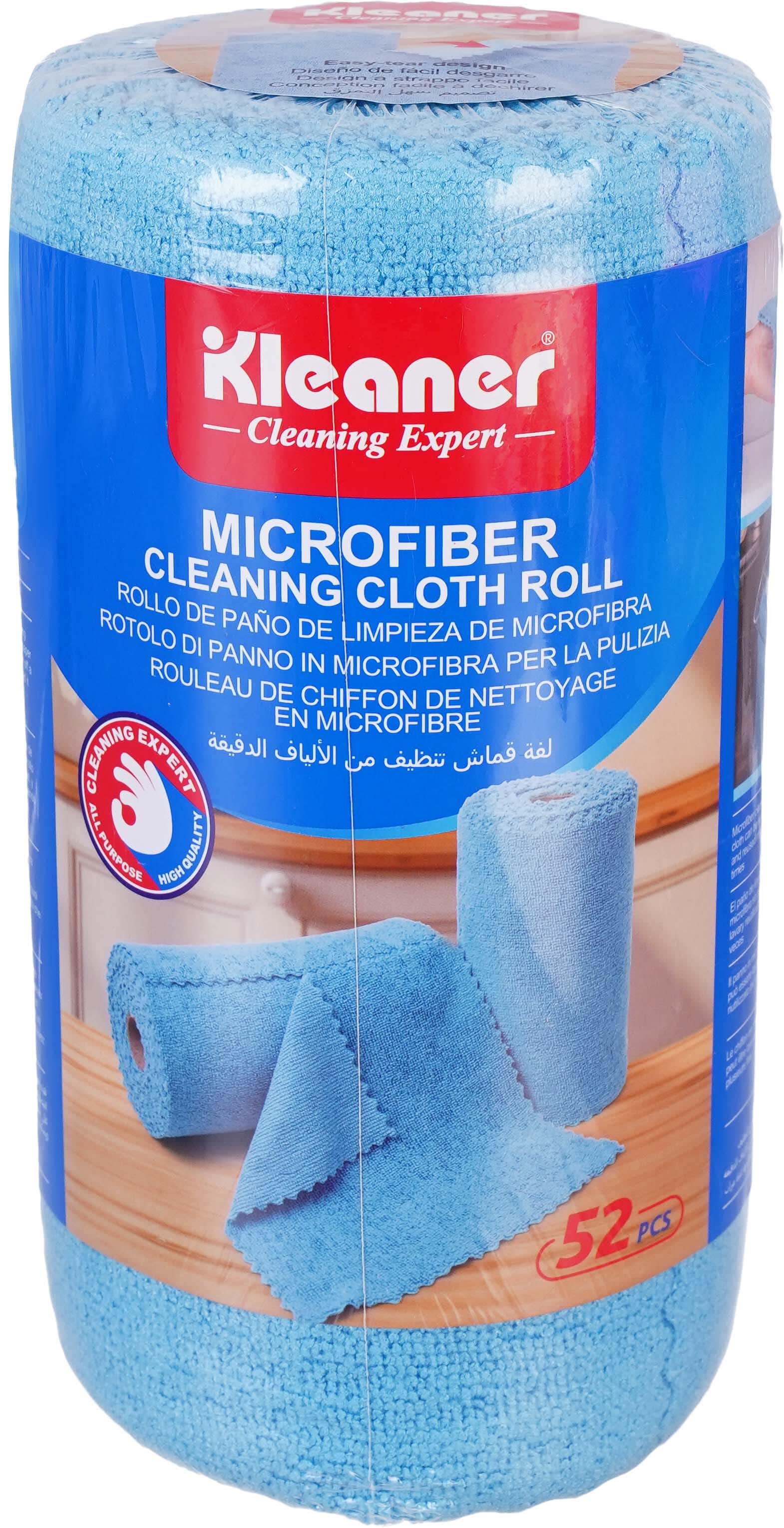 Kleaner Microfiber Roll Cleaning Cloth Set, 52 Pieces, 22×22 cm - Blue