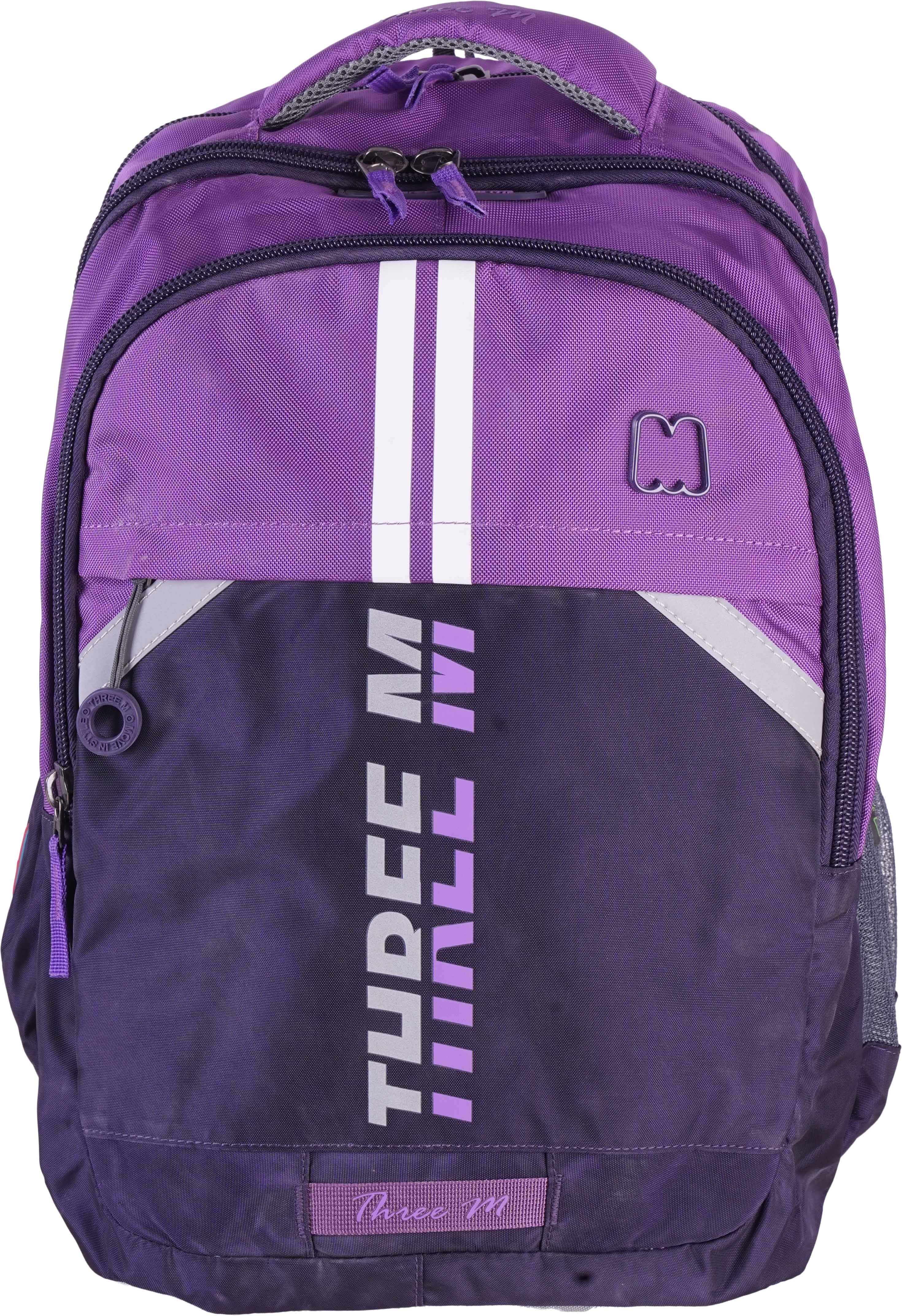Three M Waterproof Backpacks Bag for Men's, 19 inch, 4 Zippers - Mauve Black