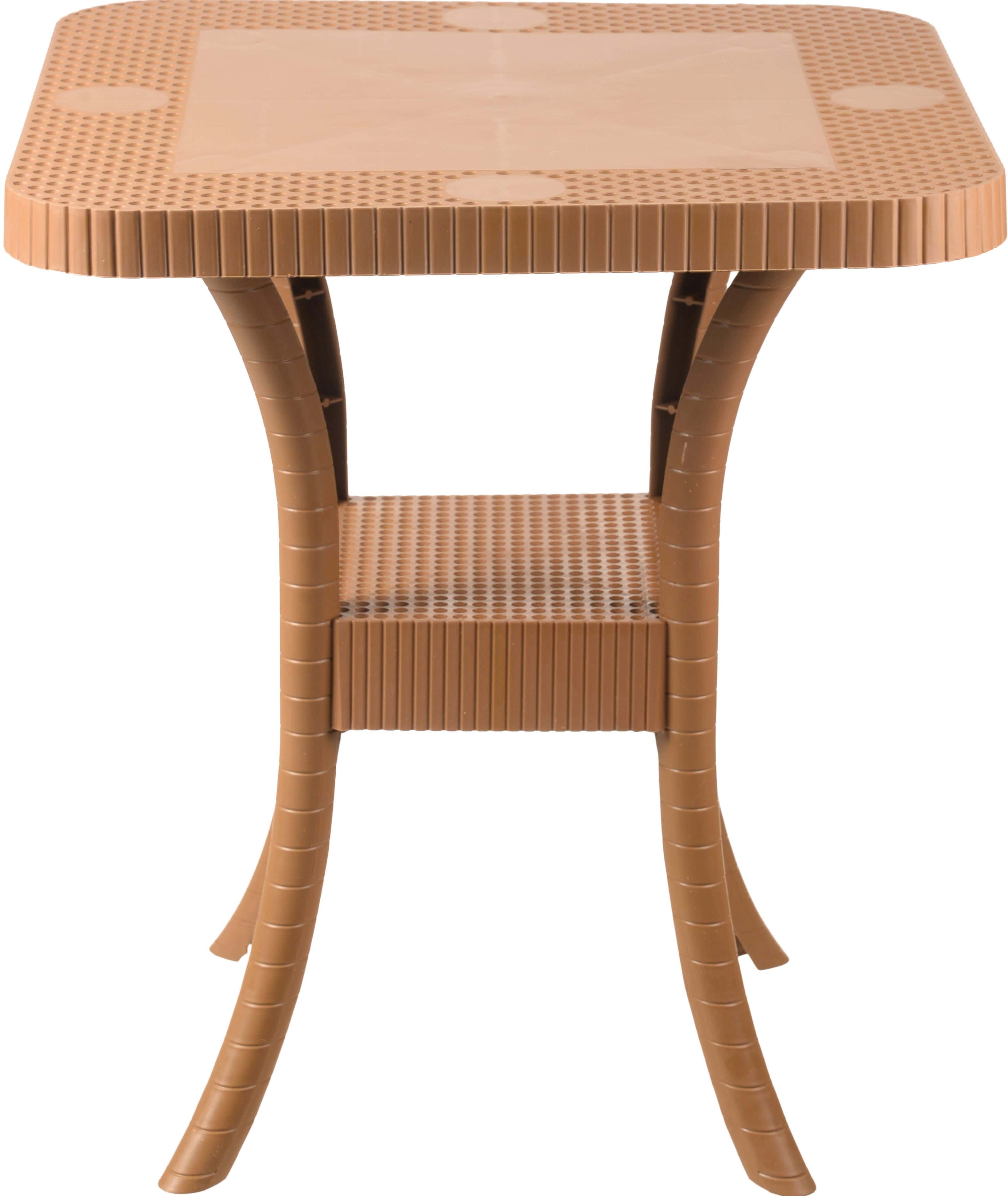 Safeer Plastic Square Table with Lower Shelf, 60x65 cm - Beige