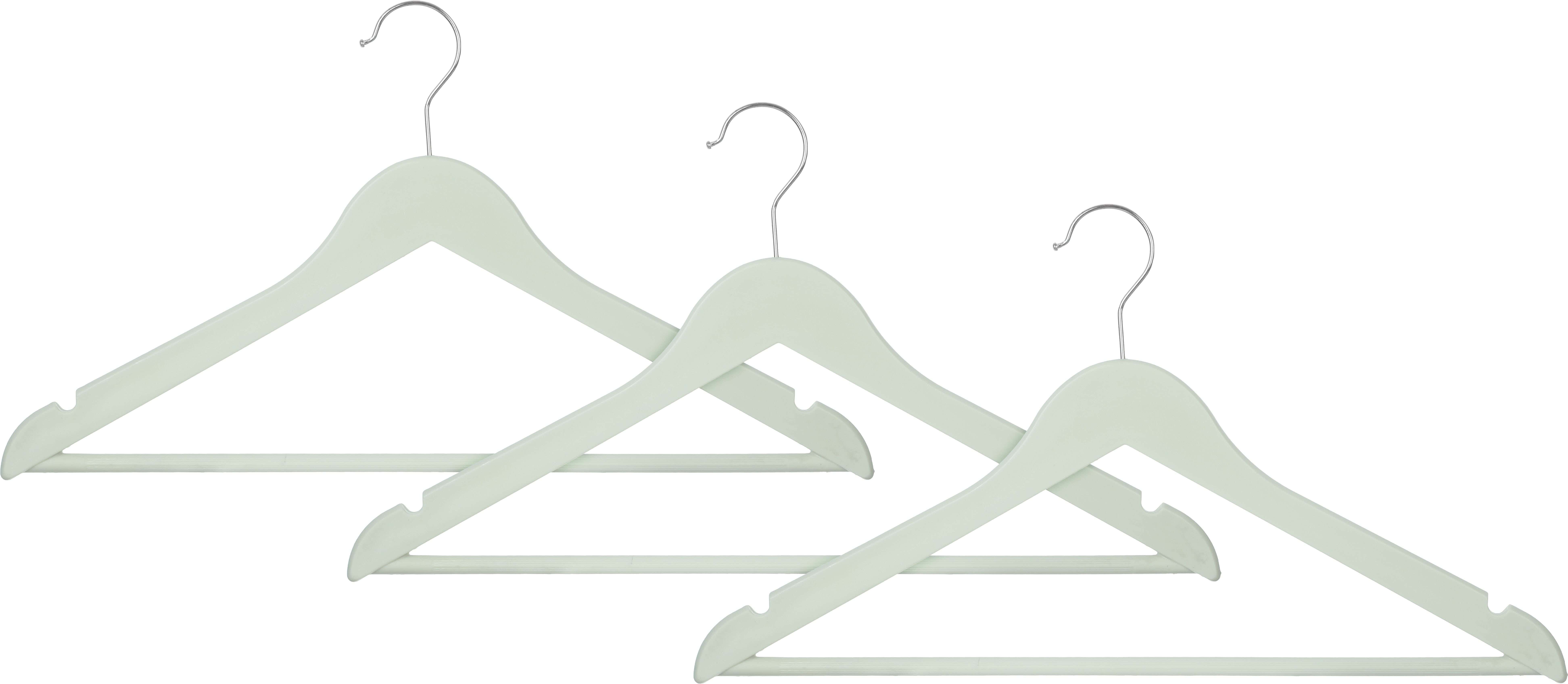 Plastic Hanger Set With Metal Handle, 3 Pieces, 43 Cm - Olive