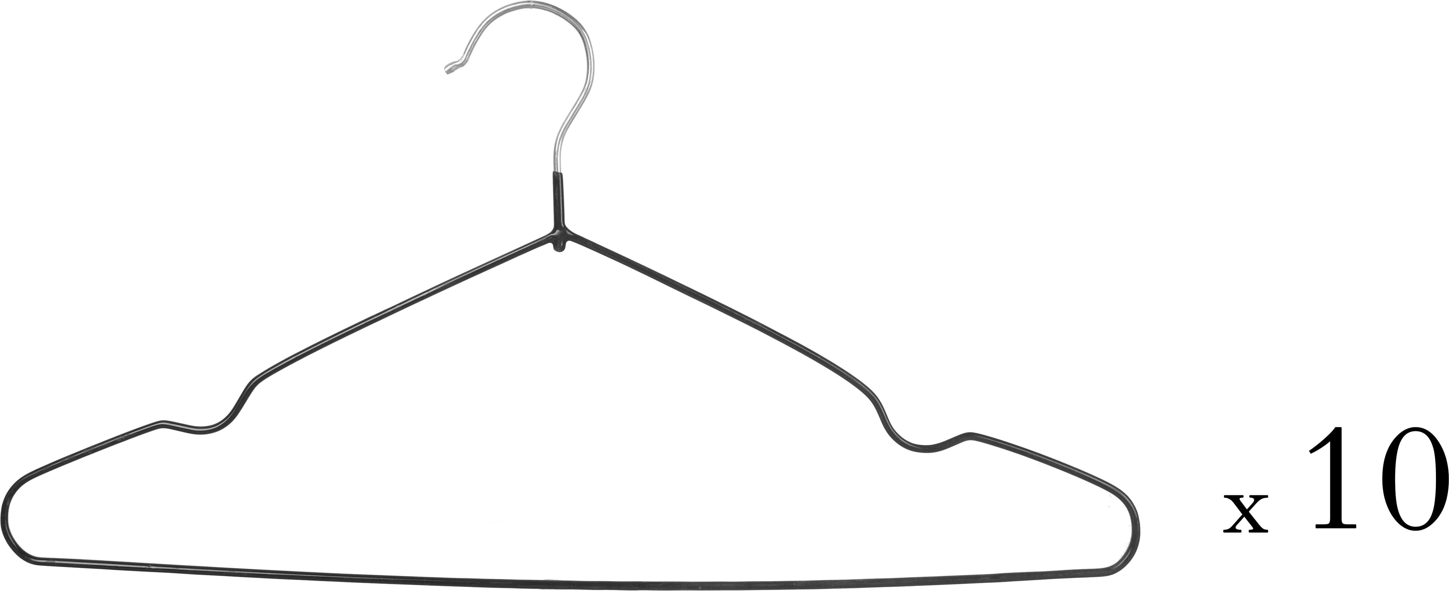 Stainless Steel Clothes Hangers Leather Coate, 10 Pieces, 40 cm, 265 grm - Black