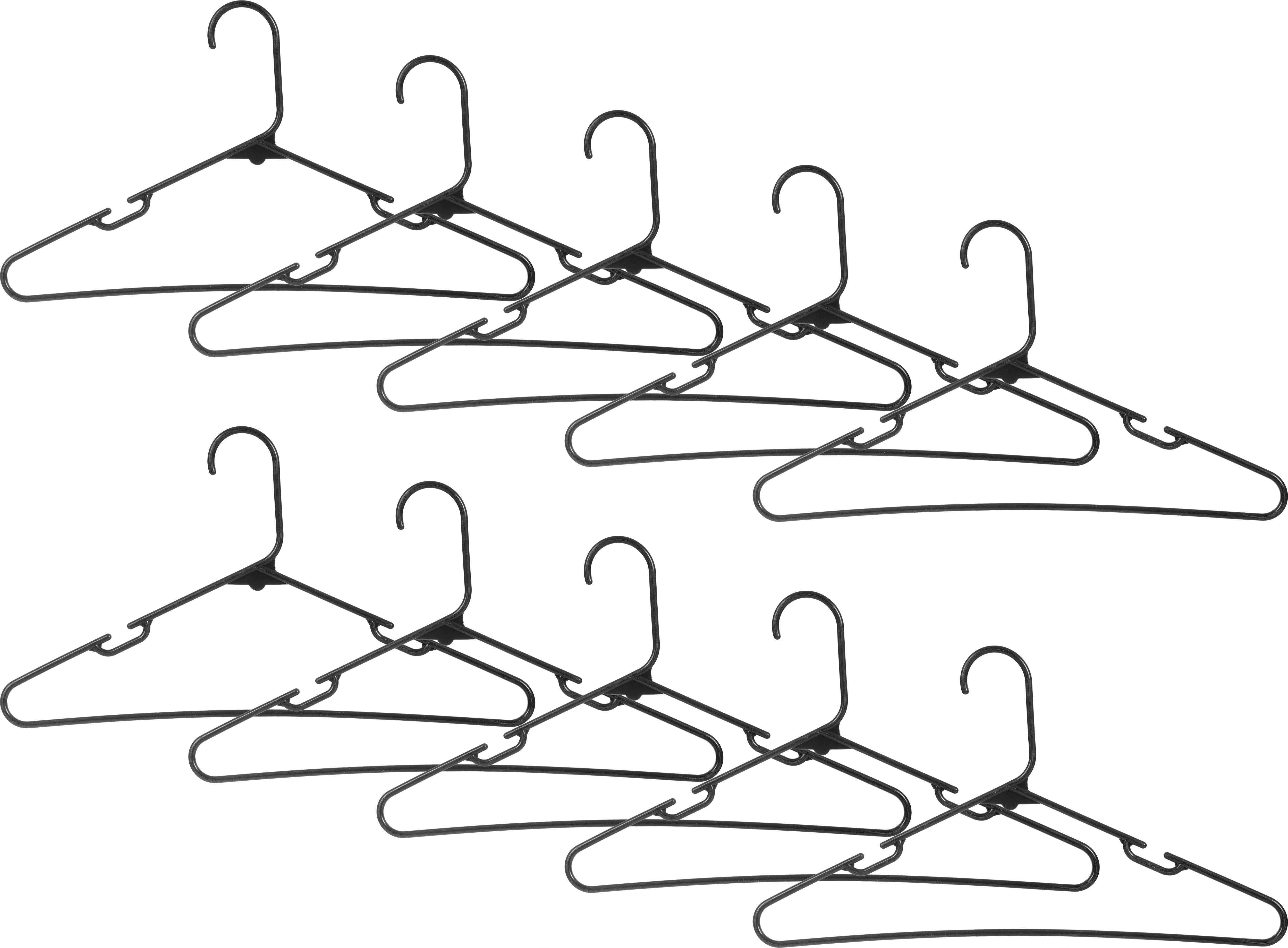 Plastic Clothes Hanger Set, 10 Pieces, 40 cm - Black