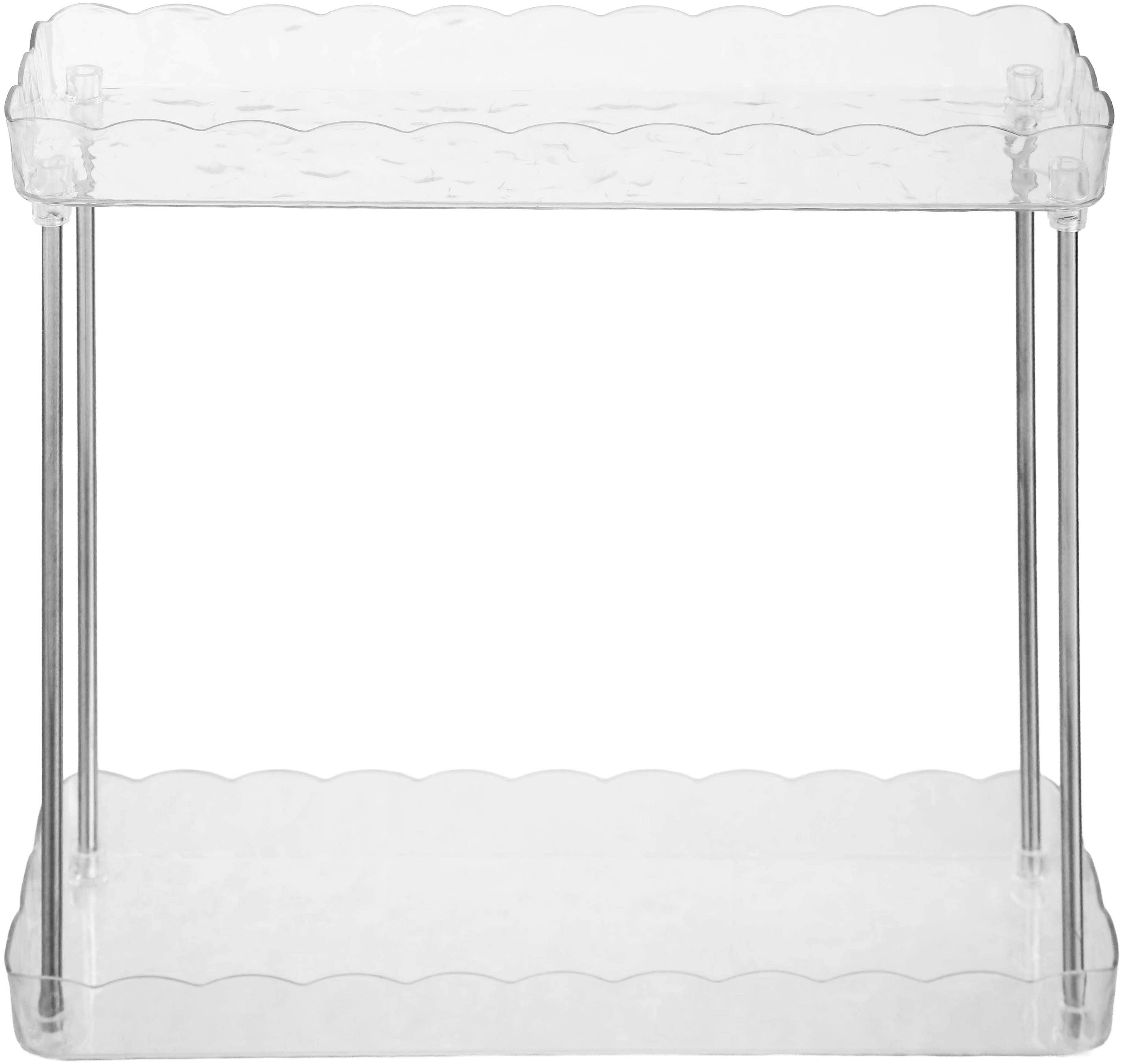 Rectangular Acrylic Bathroom Corner, Stainless Steel Legs, 23×8×26 cm - Clear Silver