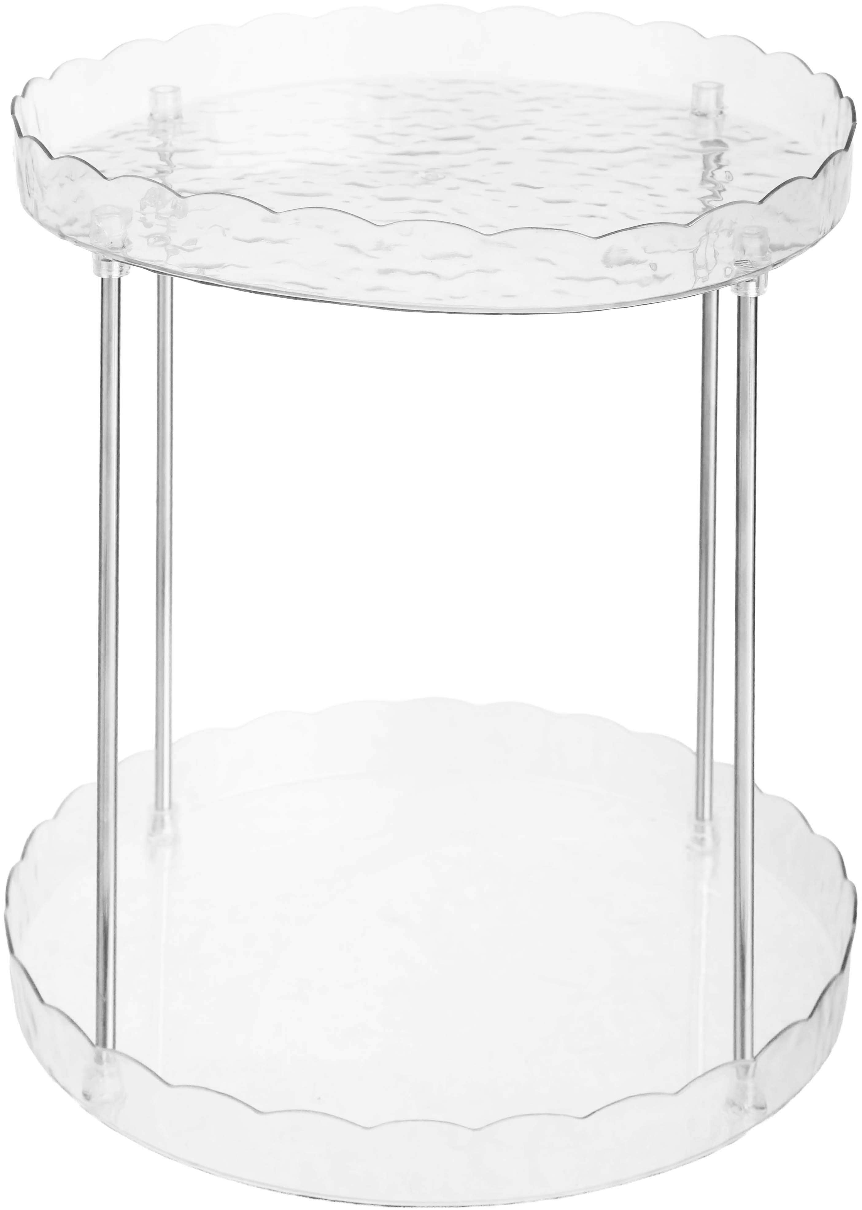 Round Acrylic Bathroom Corner, Stainless Steel Legs, 23×22 cm - Clear Silver