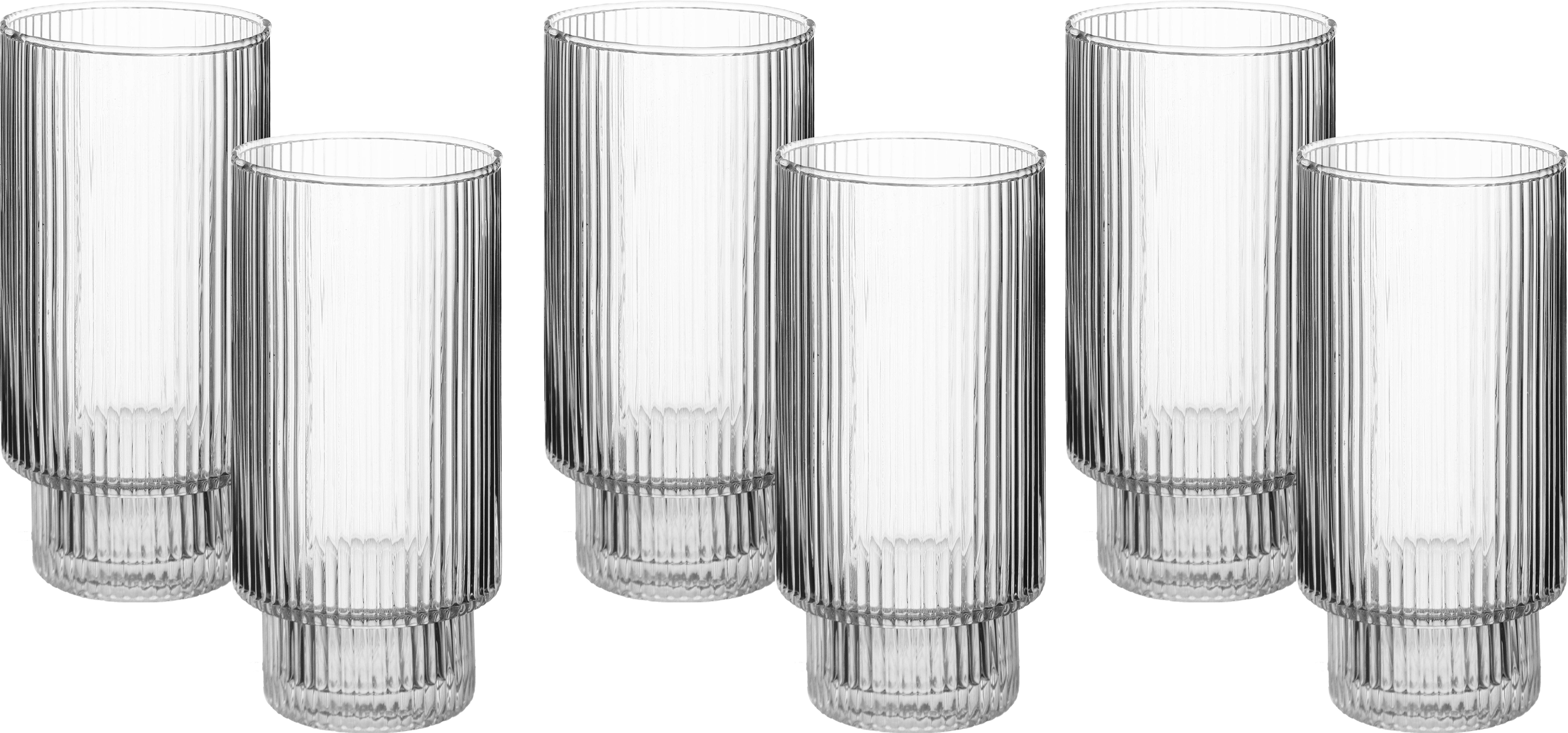 Giny Glass Cup Set, 6 Pieces, 280 ml - Clear