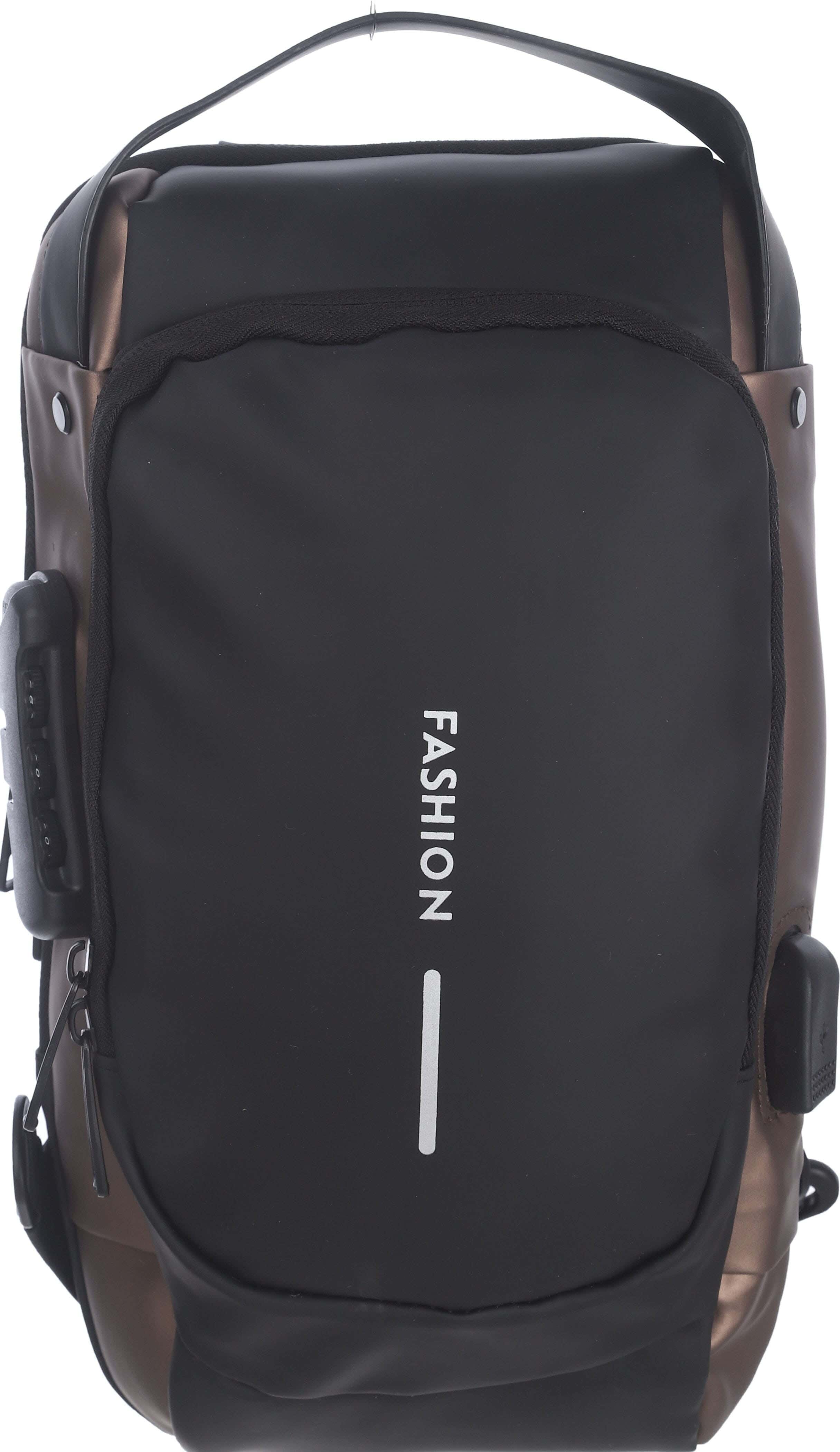 Waterproof Crossbody Bag for Men, 2 Zippers, 35×25 cm, Digital Lock, USB Port - Black Brown