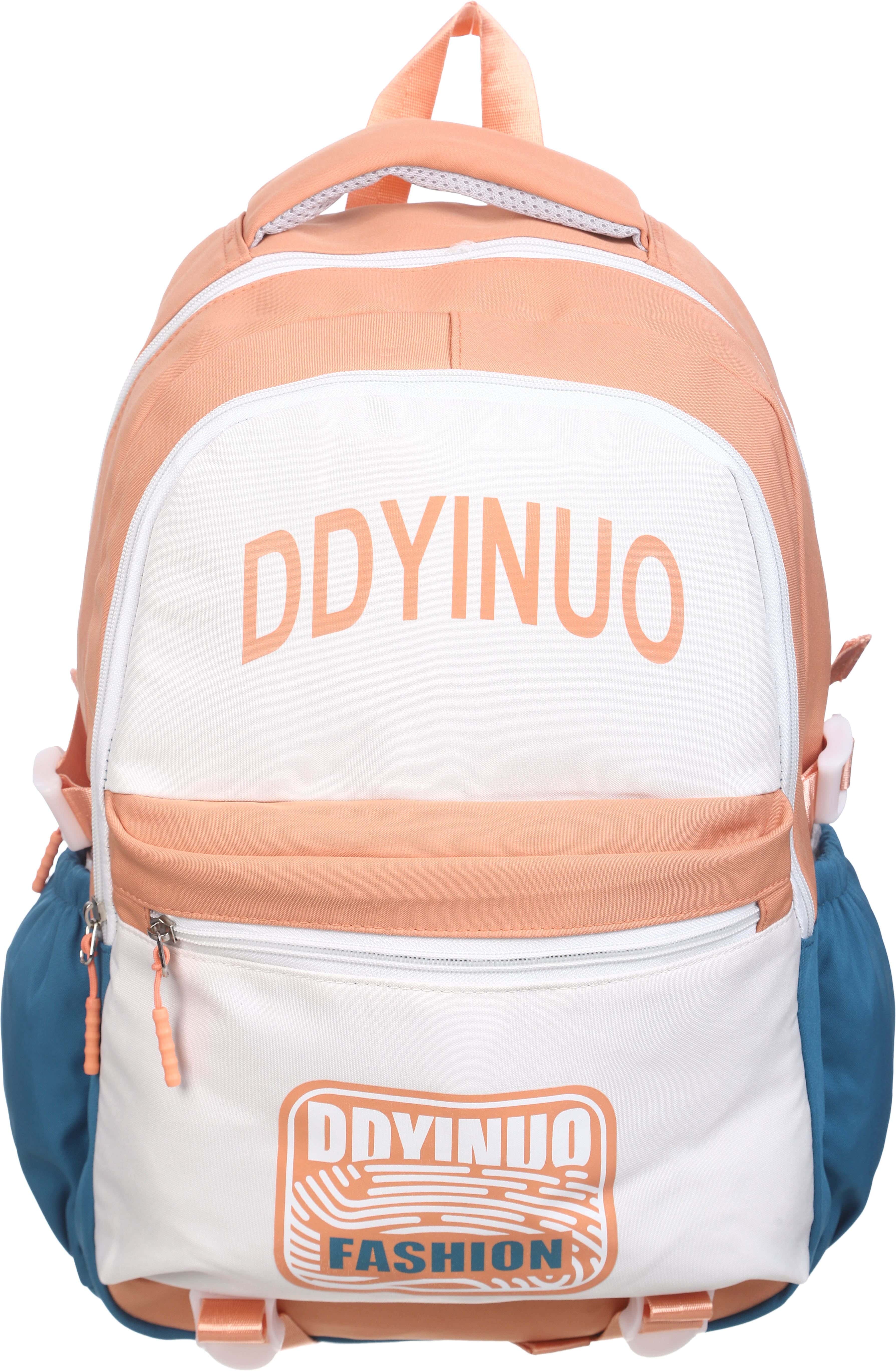 Waterproof School Bag for Girls, 17 Inch, 3 Zippers - Off White Orange
