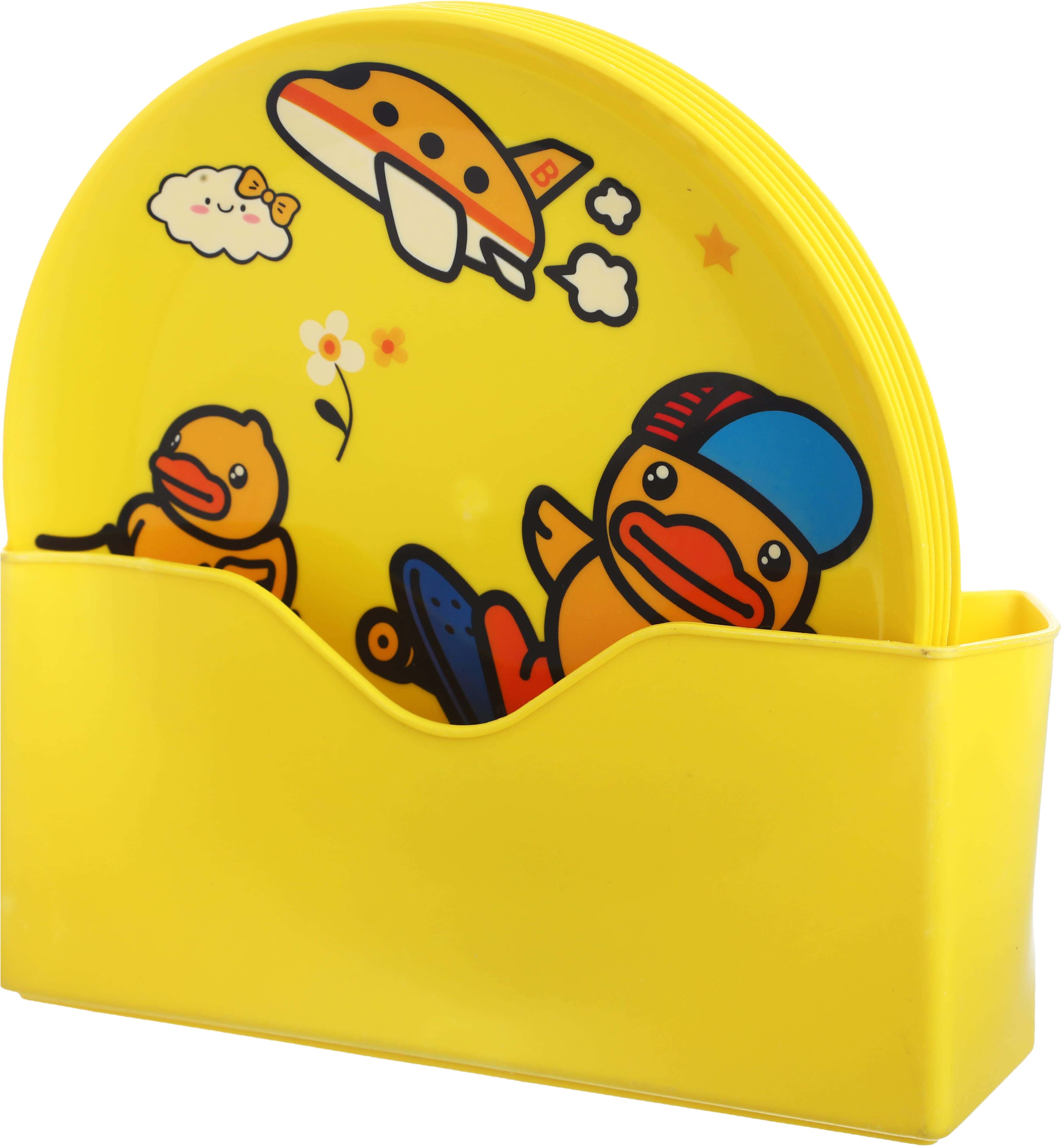 Group Tiger Plastic Plate Set, 6 Pieces, with Plastic Base, 20 cm - Yellow