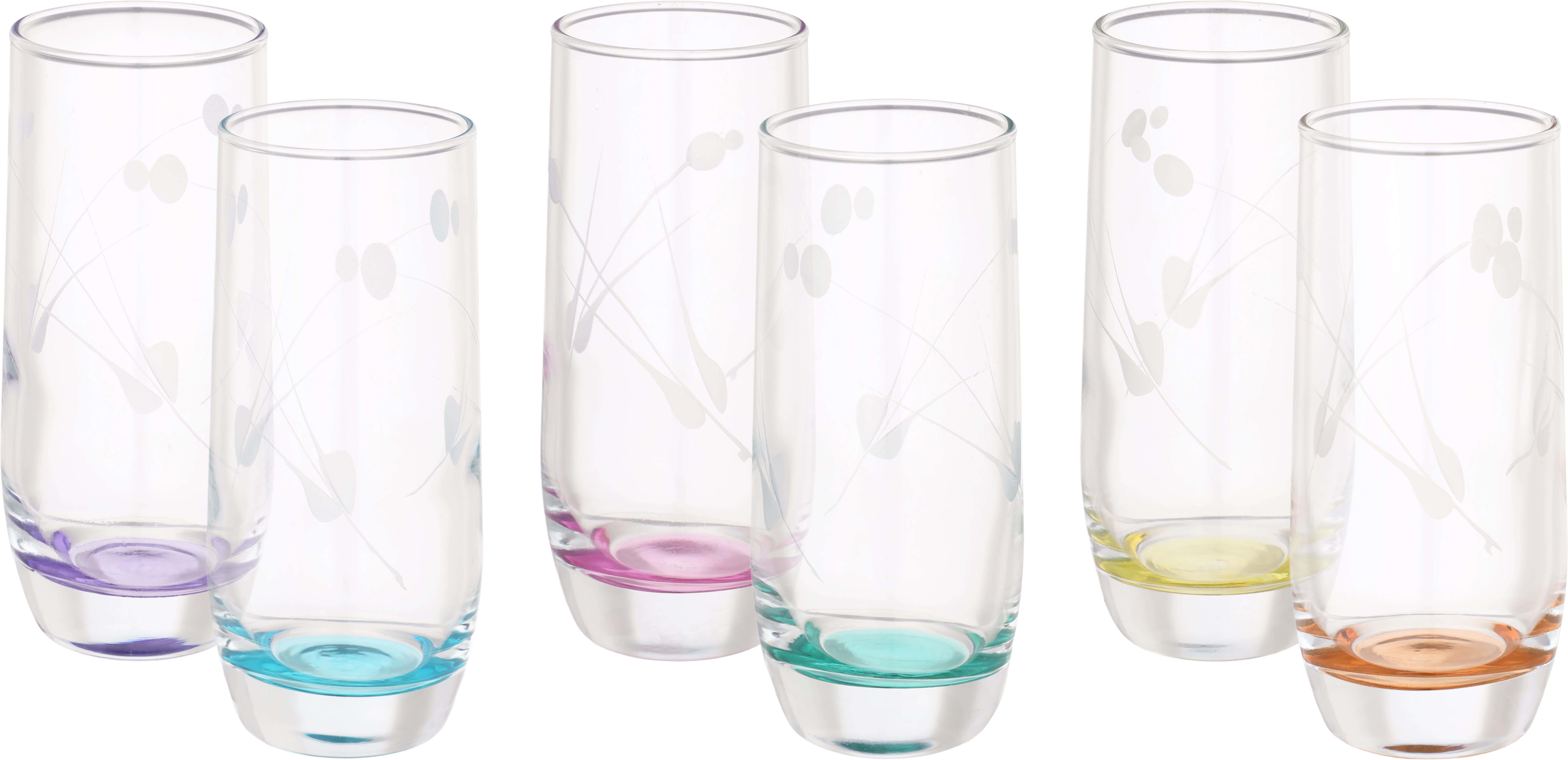 Pasabahce Glass Cups Set, 6 Pieces, 320 ml - Multicolor