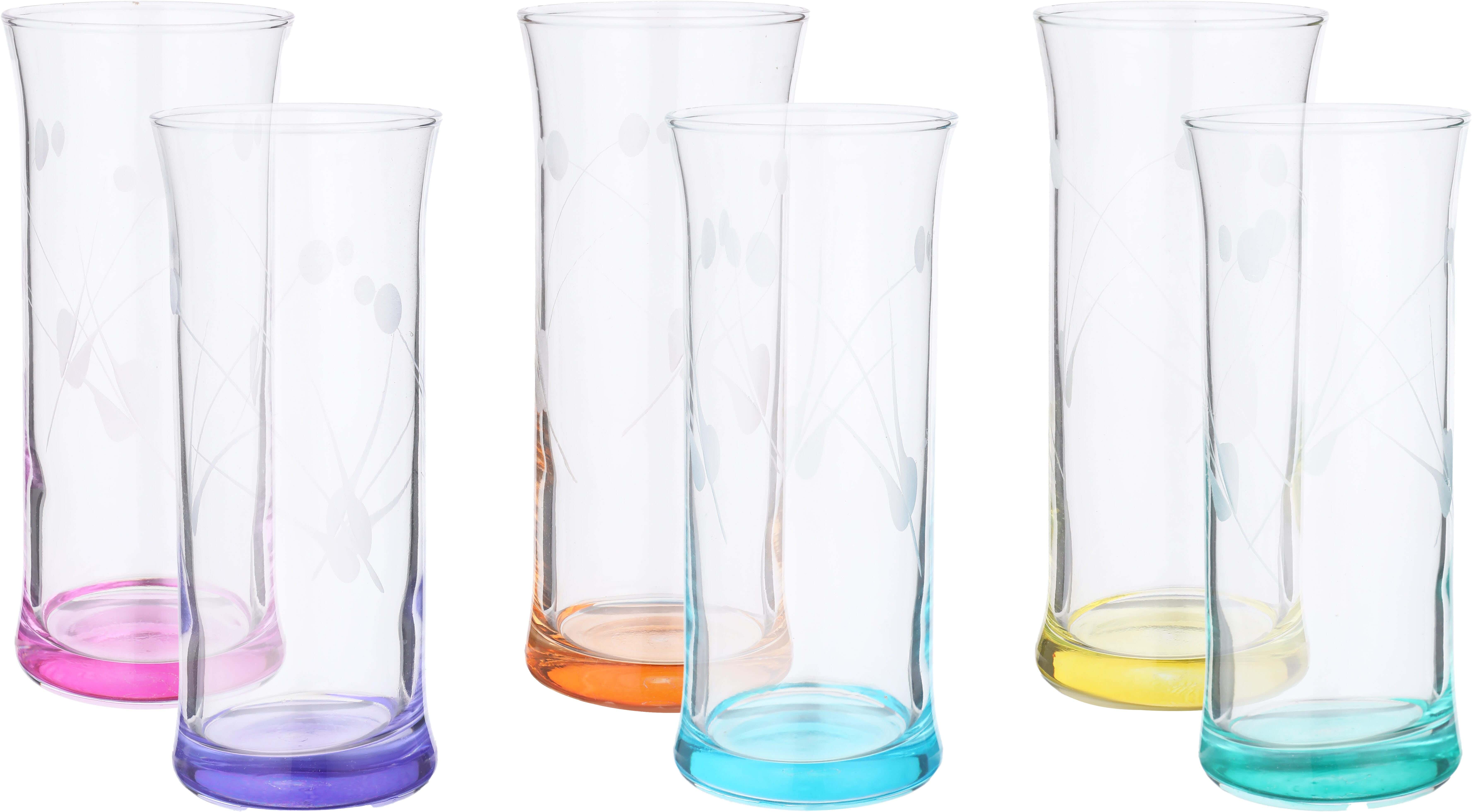 Pasabahce Glass Cups Set, 6 Pieces, 337 ml - Multicolor