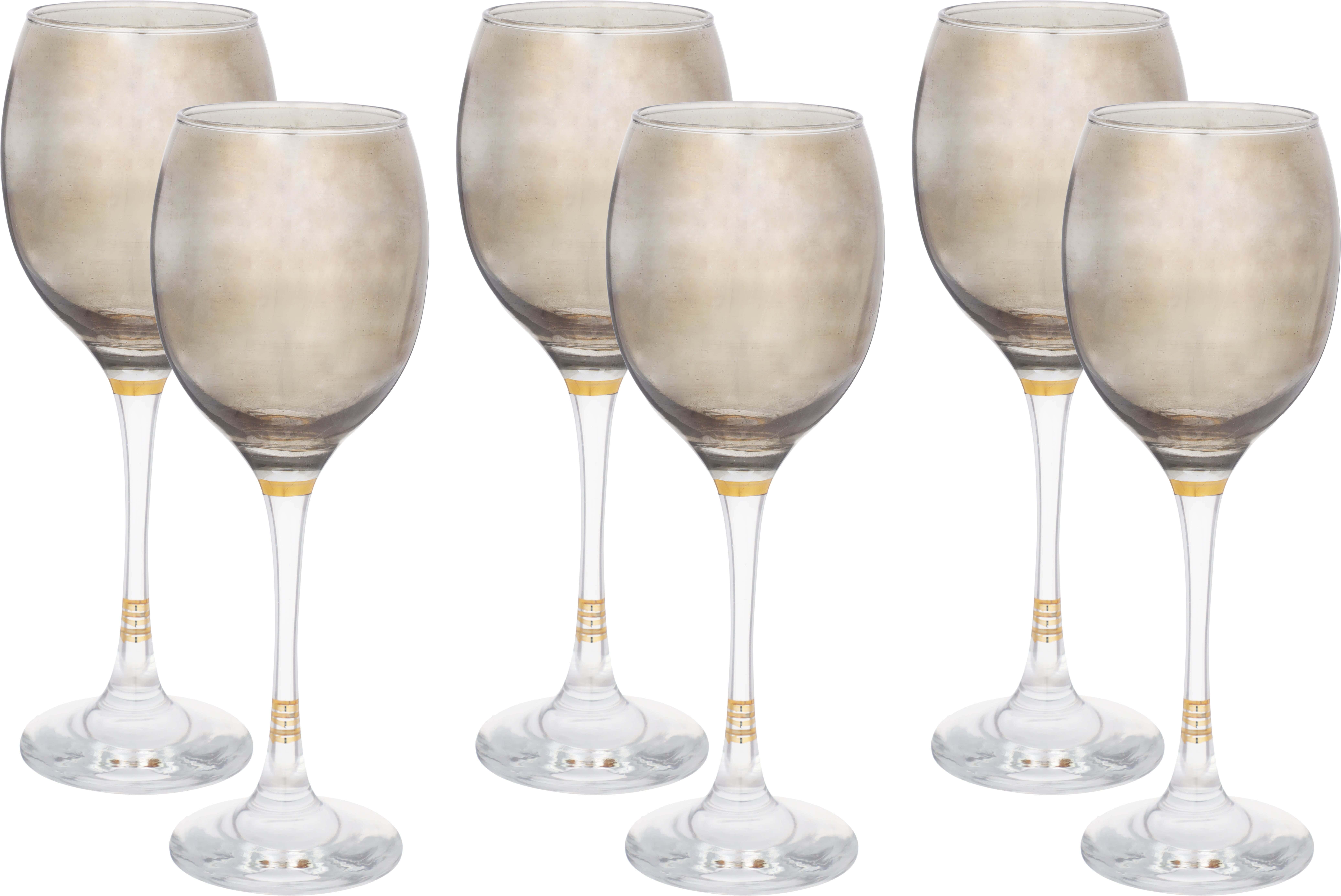 Mousa Glass Juice Glasses Set, 6 Pieces, 200 ml - Grey Gold