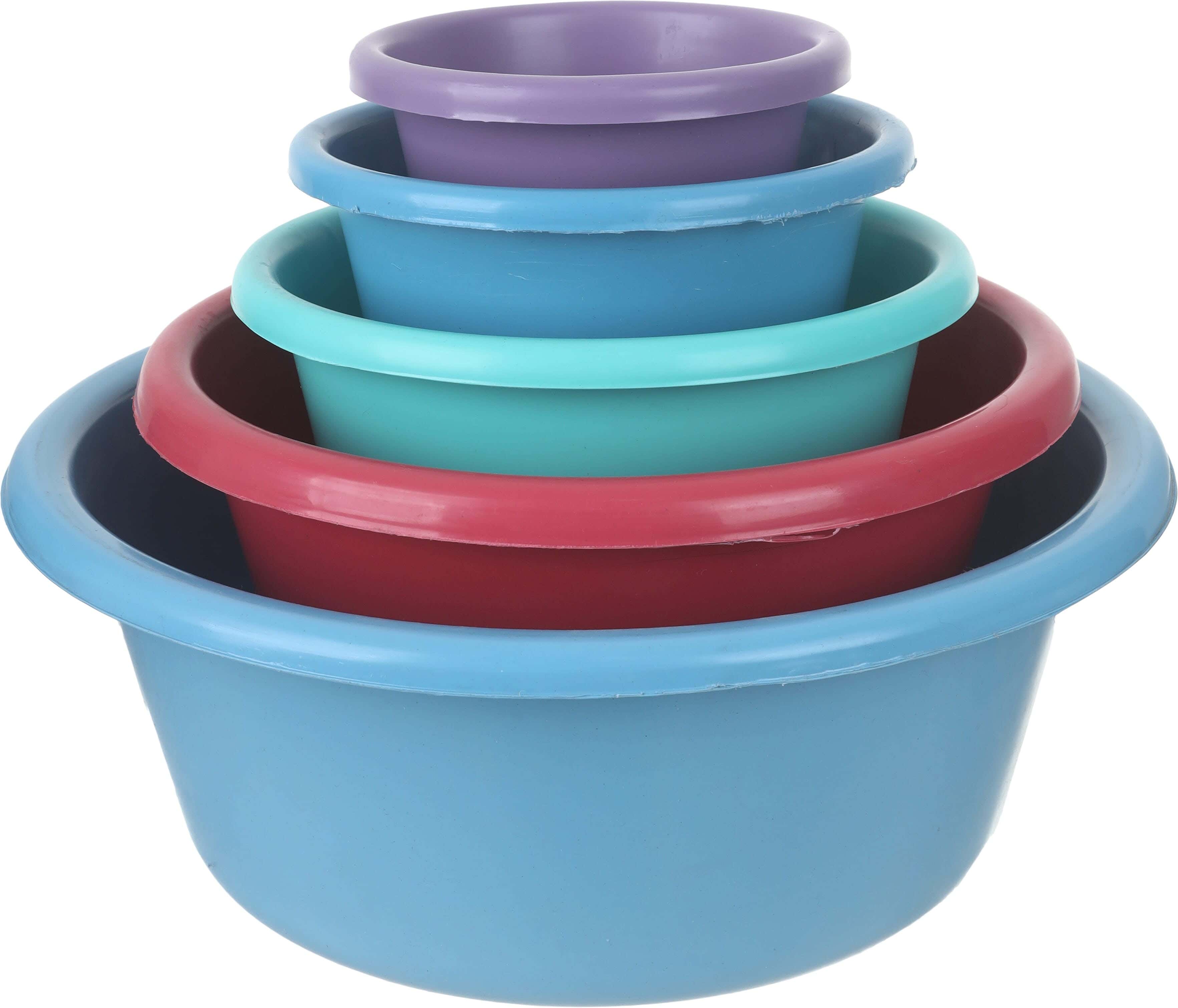 EL Hoda Plastic Washing Dish Set, 5 Pieces - Multicolor