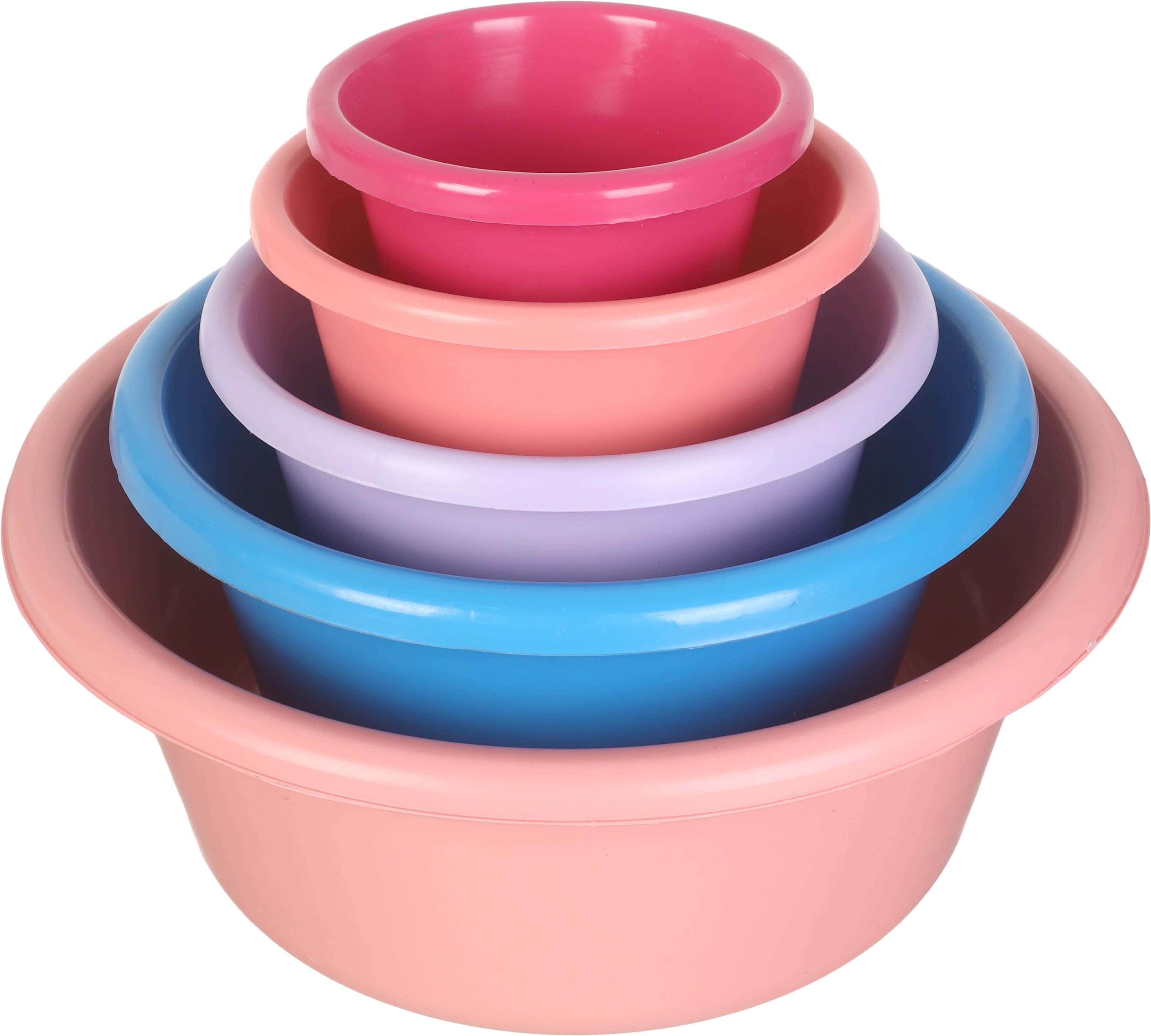 EL Hoda Plastic Washing Dish Set, 5 Pieces - Multicolor