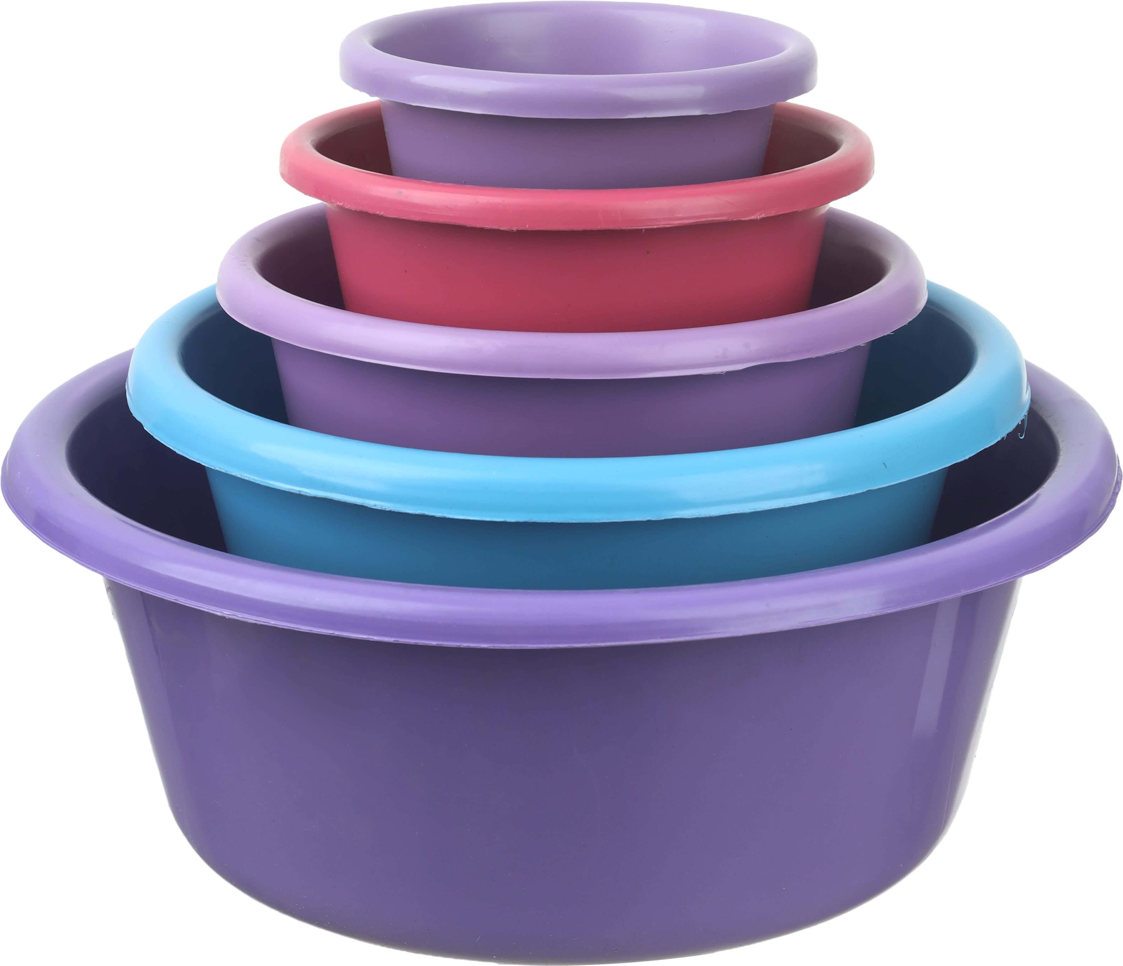 EL Hoda Plastic Washing Dish Set, 5 Pieces - Multicolor