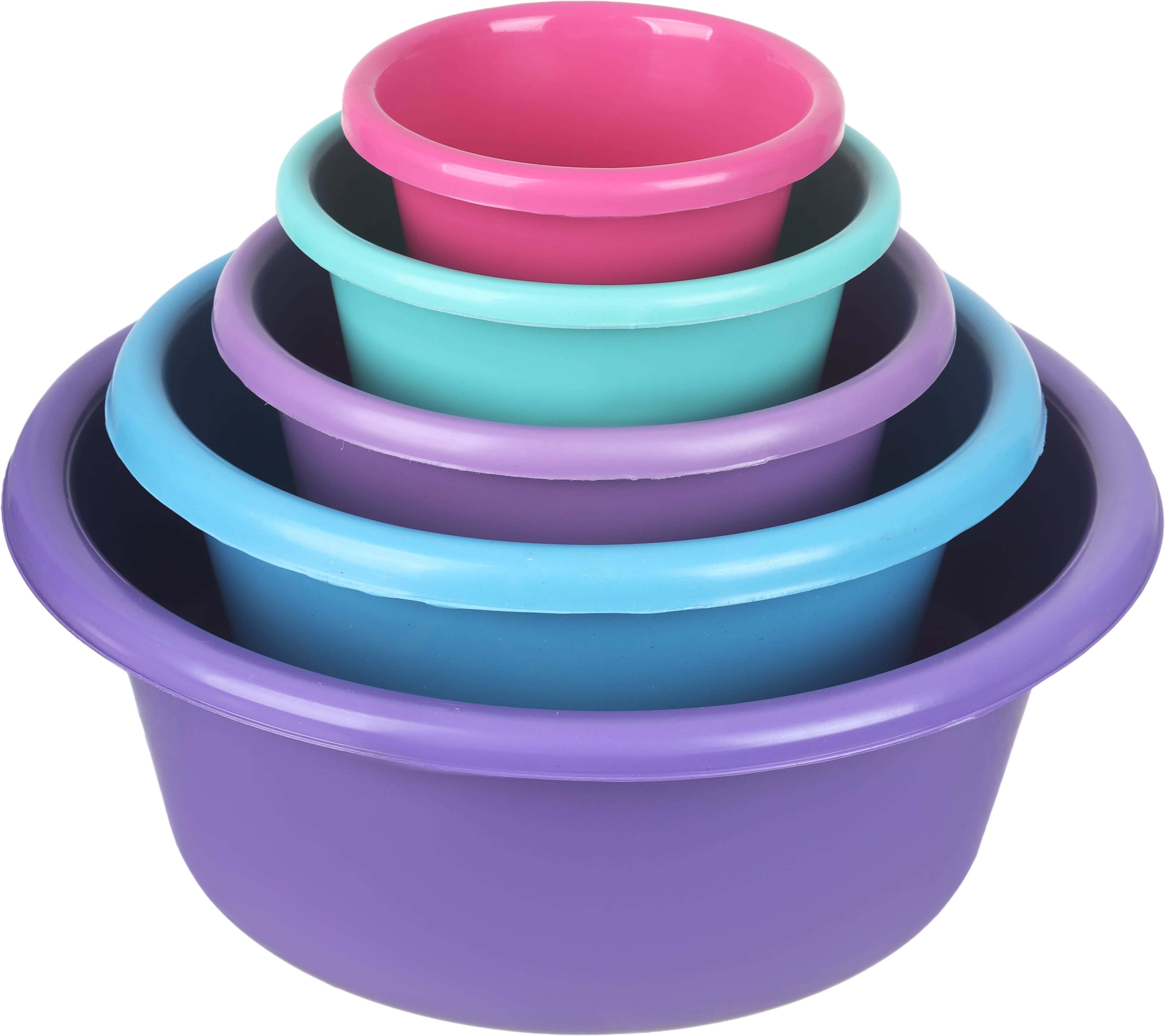 EL Hoda Plastic Washing Dish Set, 5 Pieces - Multicolor