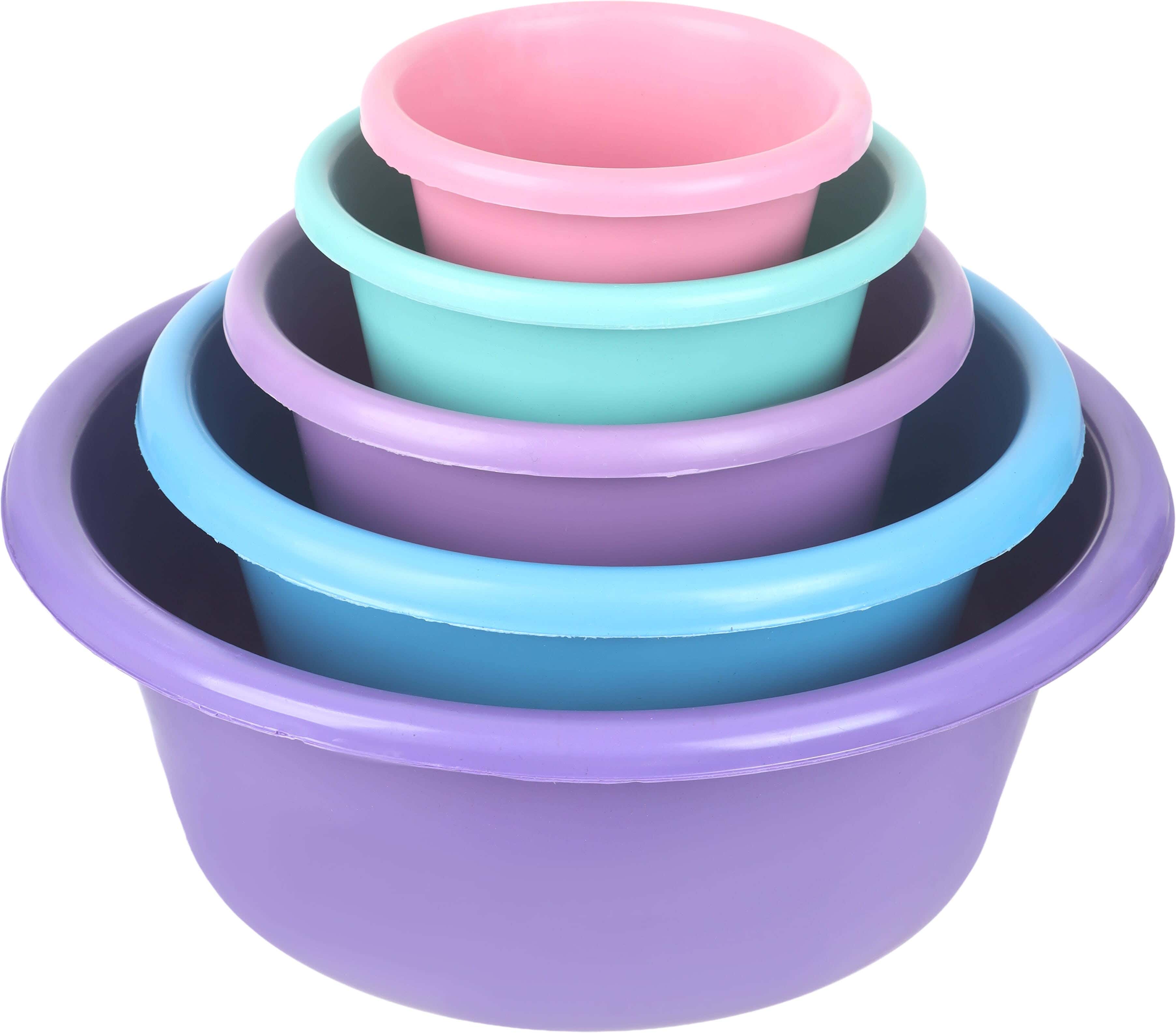 EL Hoda Plastic Washing Dish Set, 5 Pieces - Multicolor