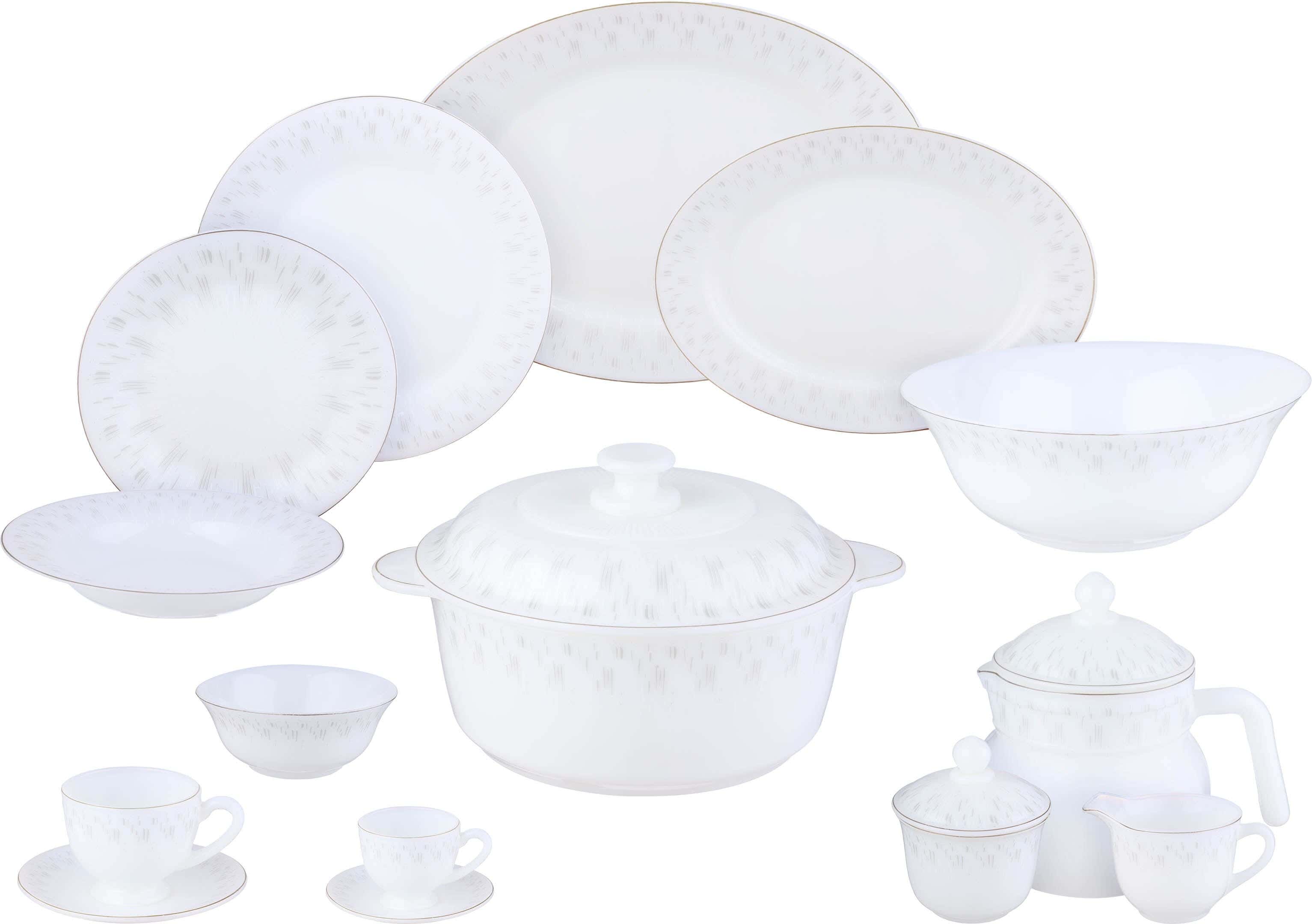 GEMYA Arcobal Round Dinner Set, 58 Pieces - White Silver