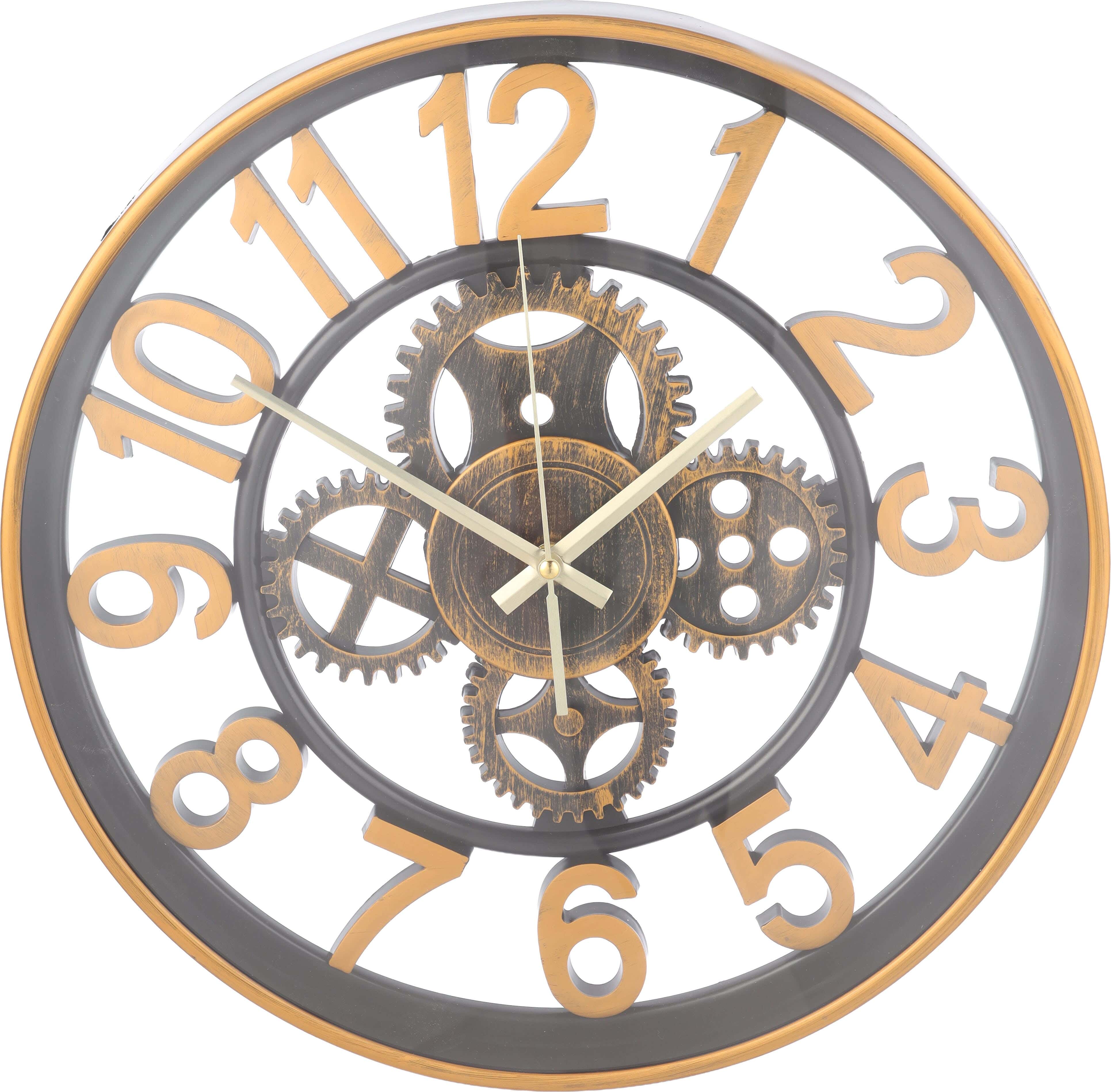 Plastic Round Wall Watch, 40 cm - Gold