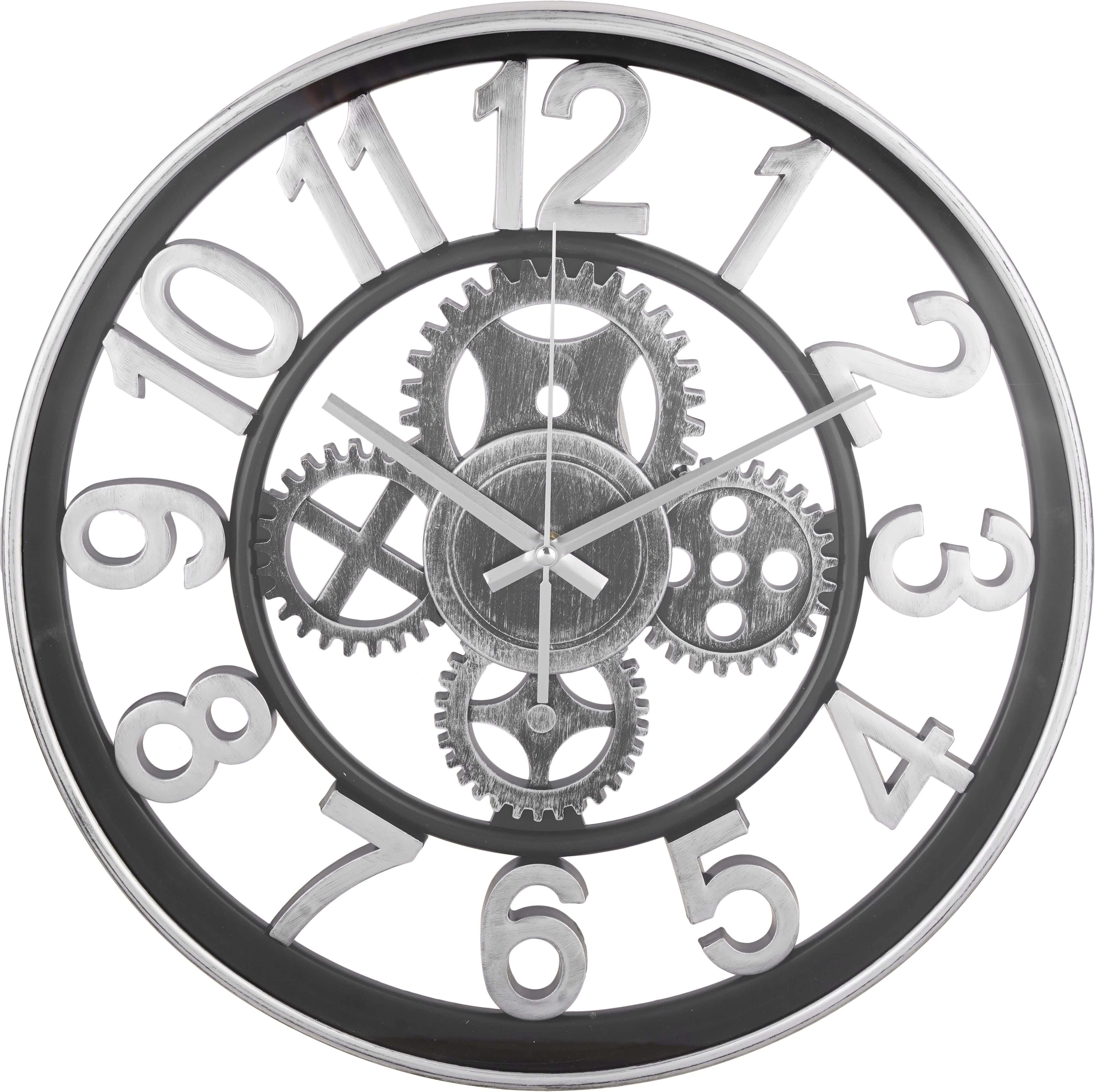Plastic Wall Watch, 40 cm - Grey Black