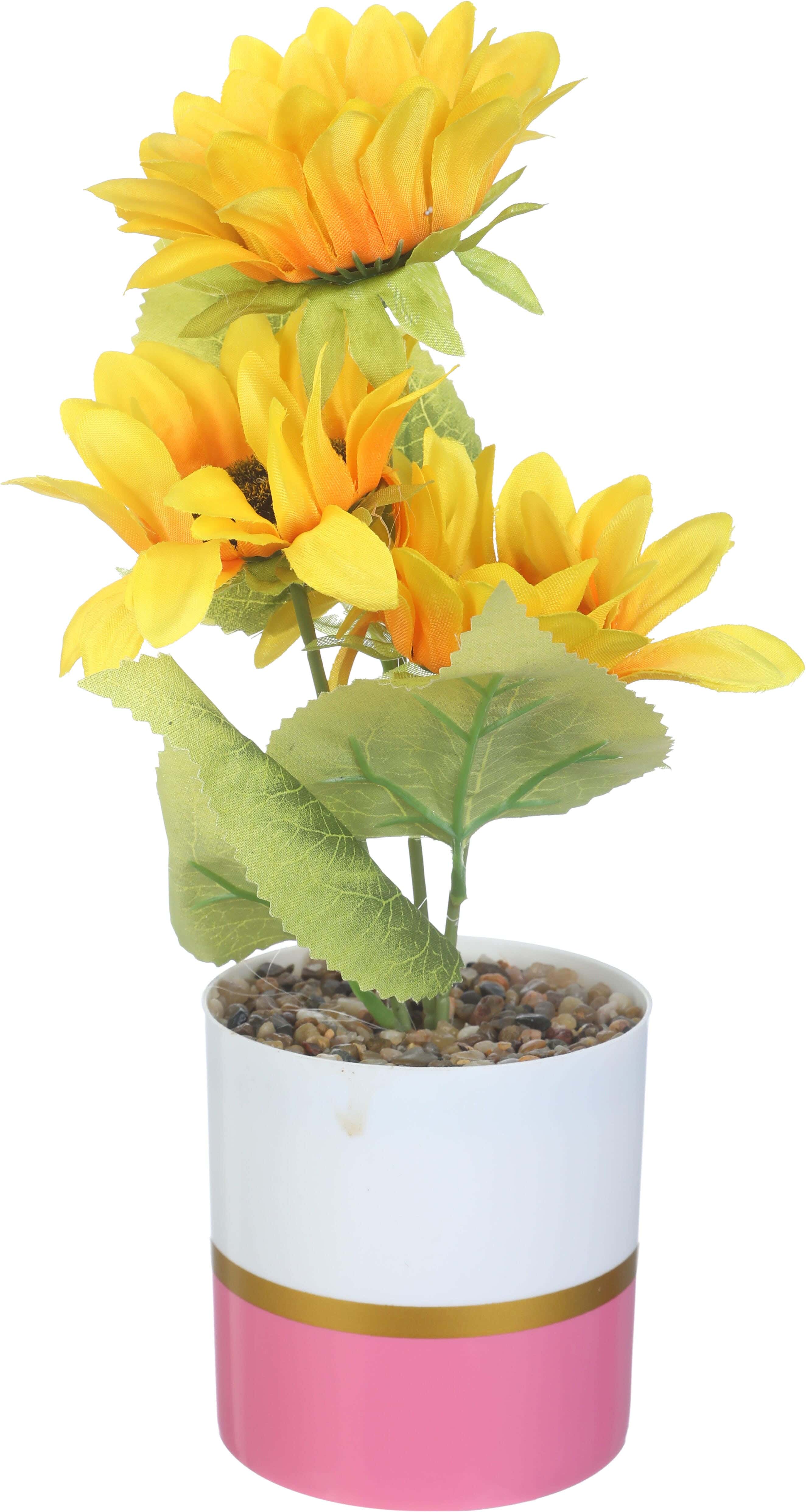 Plastic Artificial Flower Vase, 30 cm - Multicolor