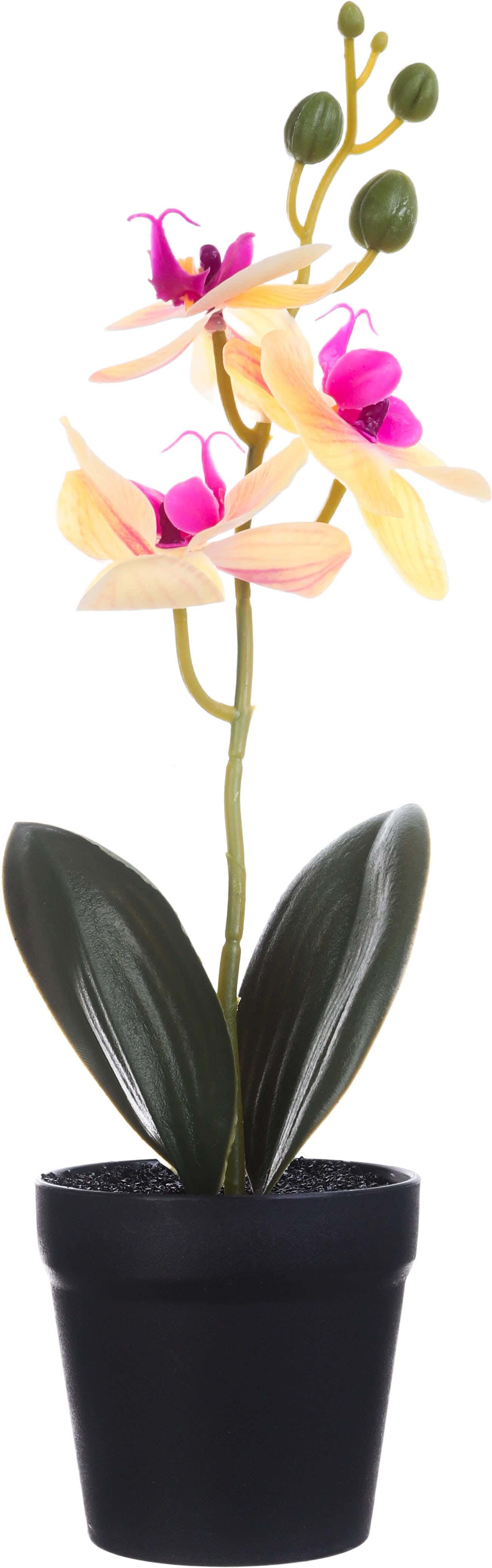 Plastic Vase With Artificial Flowers, 33 cm - Multicolor