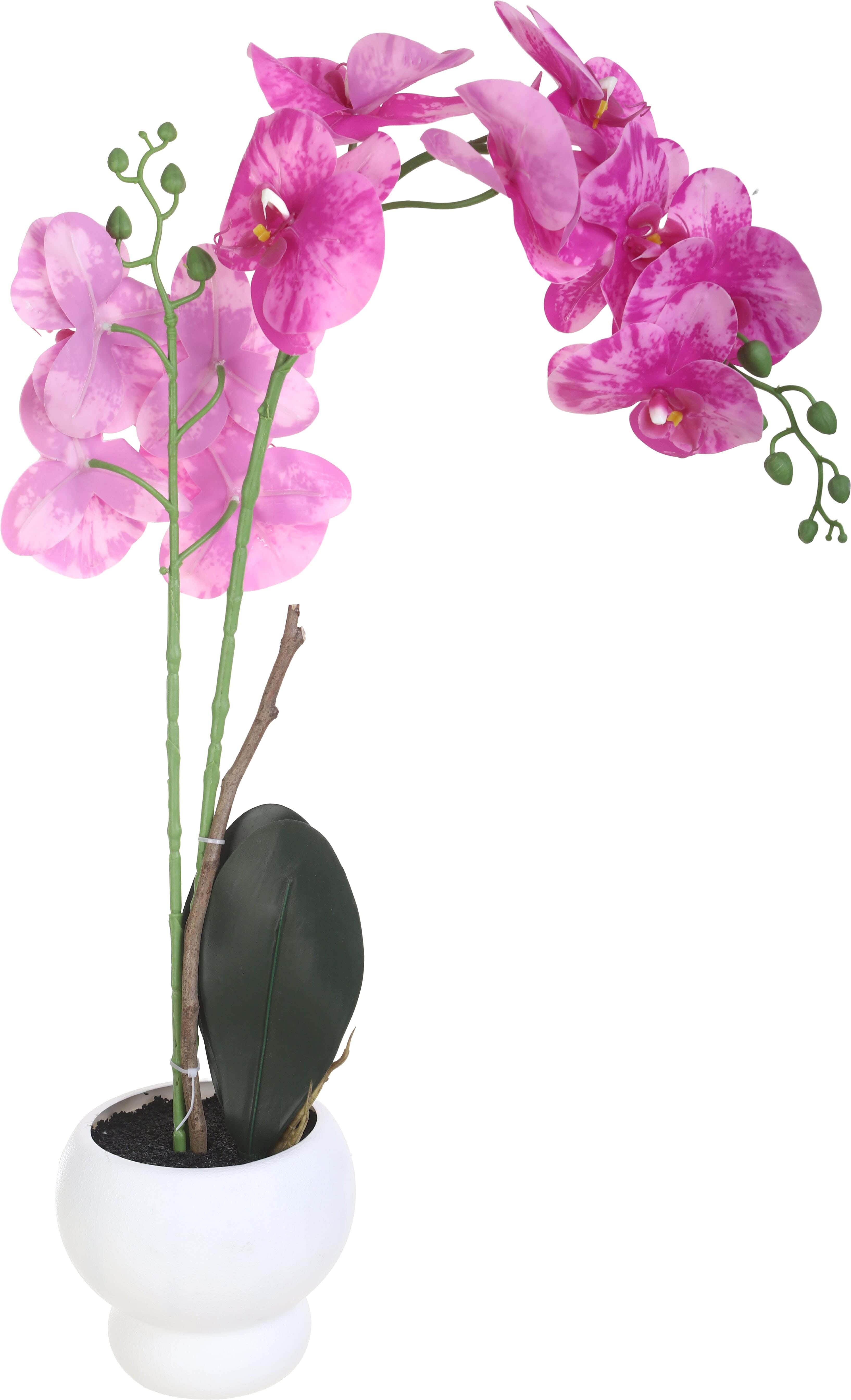Plastic Vase With Artificial Flowers, 80 cm - White Mauve