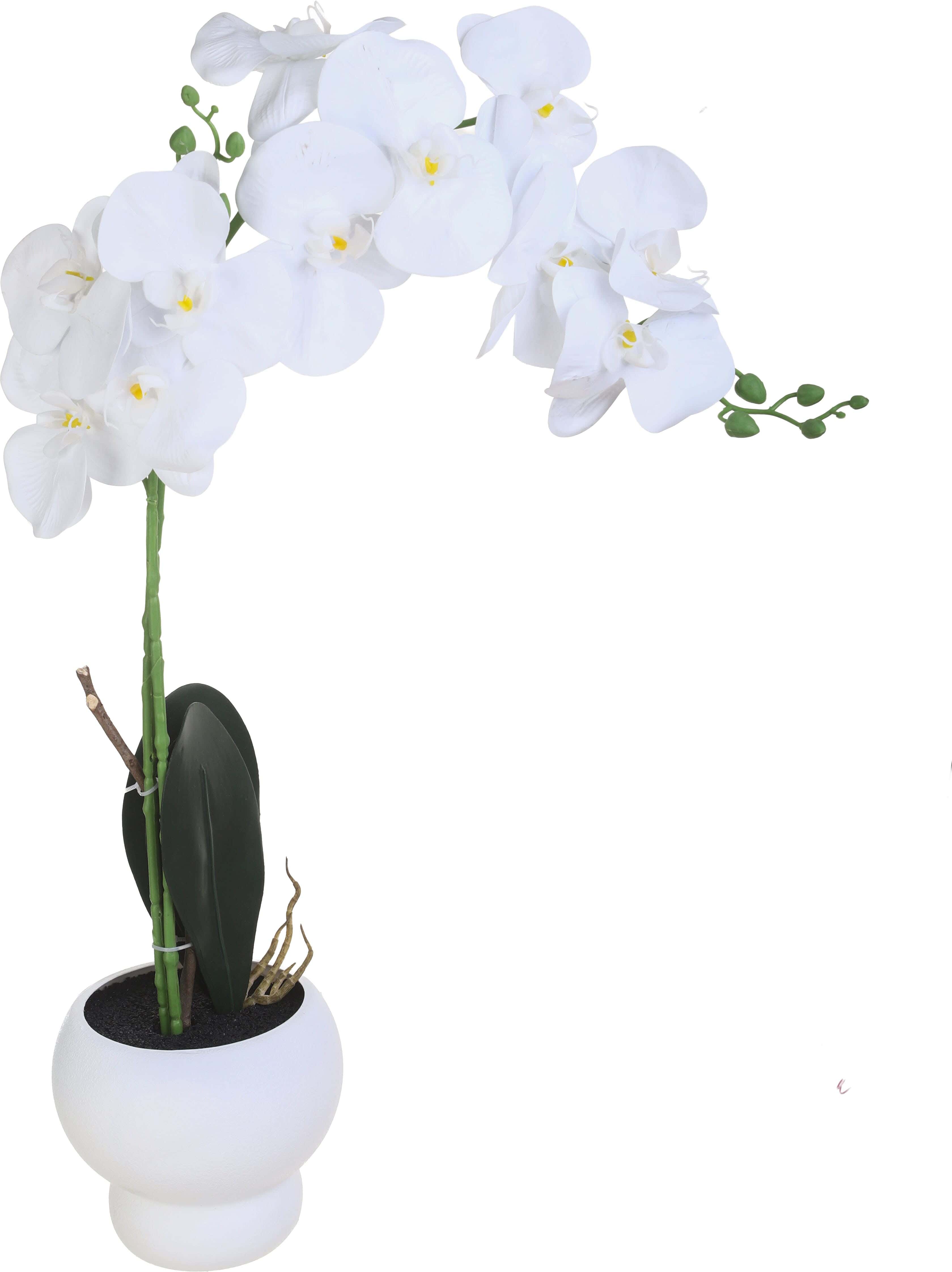 Plastic Vase With Artificial Flowers, 80 cm - White