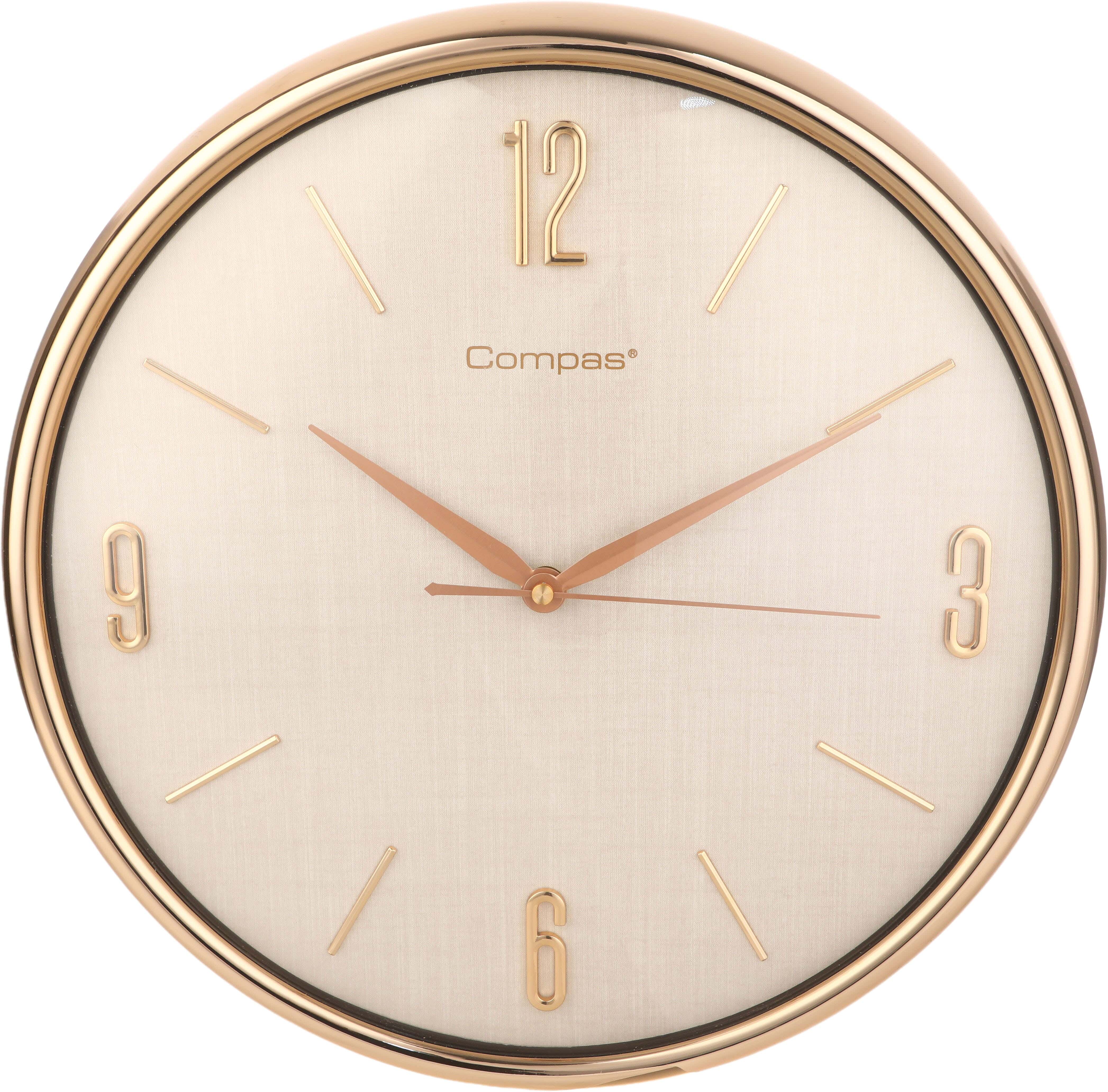 Plastic Round Wall Watch, 38 cm - Beige Gold