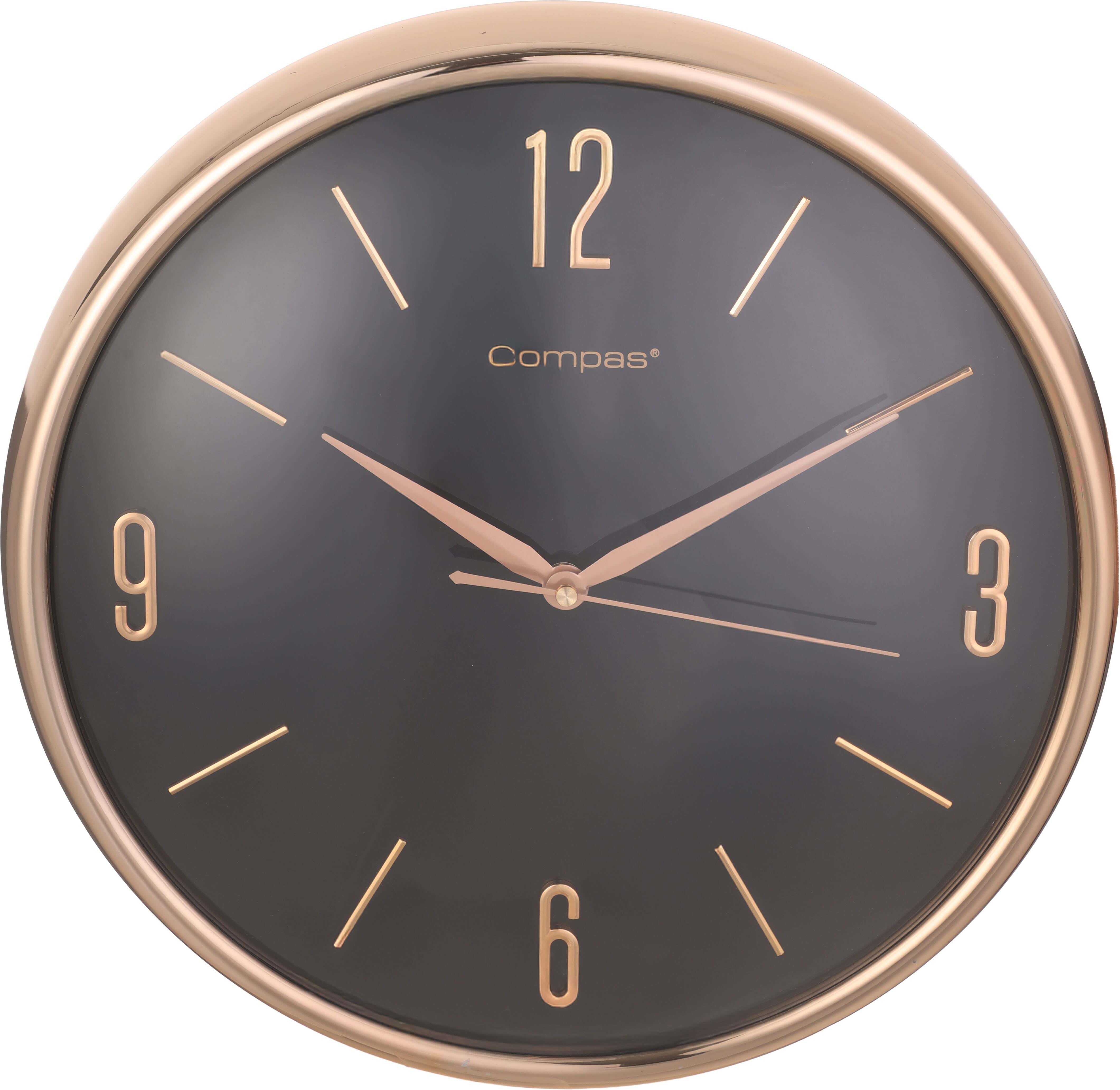 Plastic Round Wall Watch, 38 cm - Gold Black