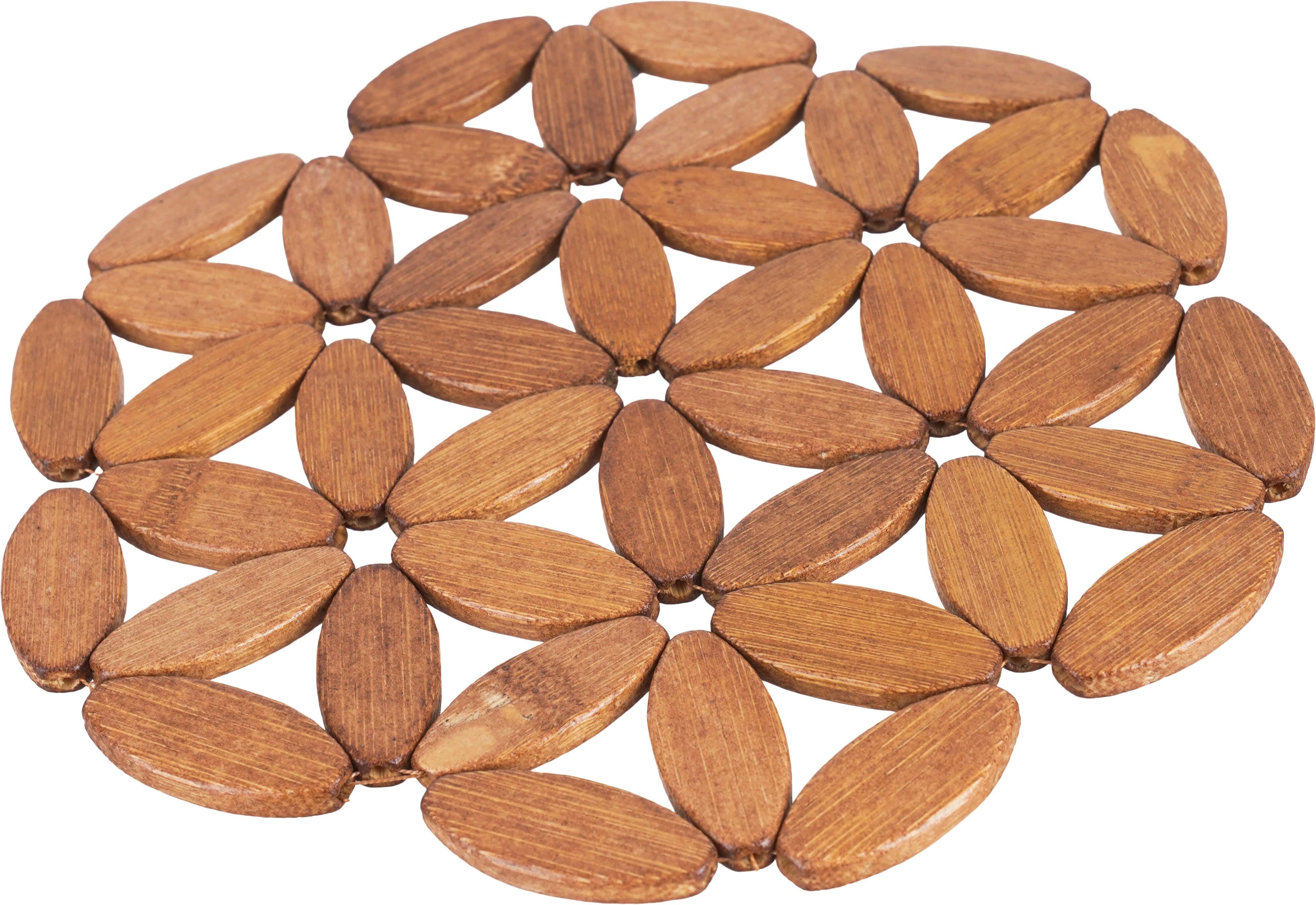 Round bamboo wood coaster, 12 cm - Wooden