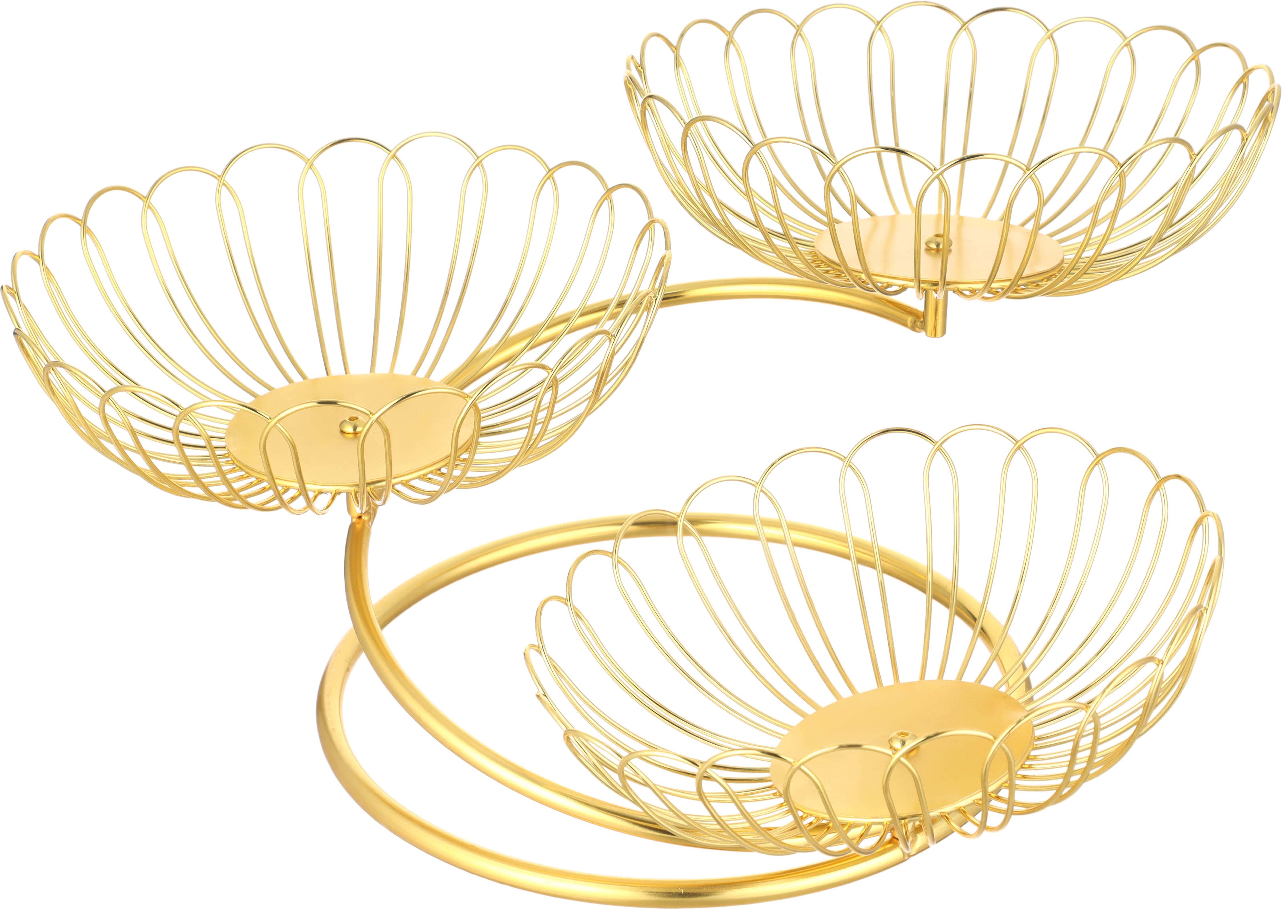 Metal Fruit Stand, 3 Tiers, 21 cm - Gold